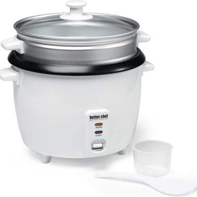 Better Chef 10-Cup - 20-Cup Cooked - Non-Stick Rice Cooker with Steamer Attachment