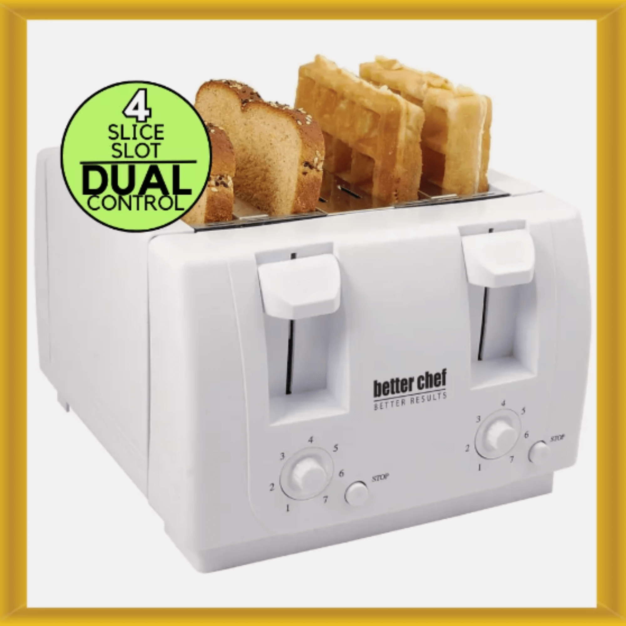 Better Chef Wide Slot 4-Slice Dual Control Toaster - REFURBISHED