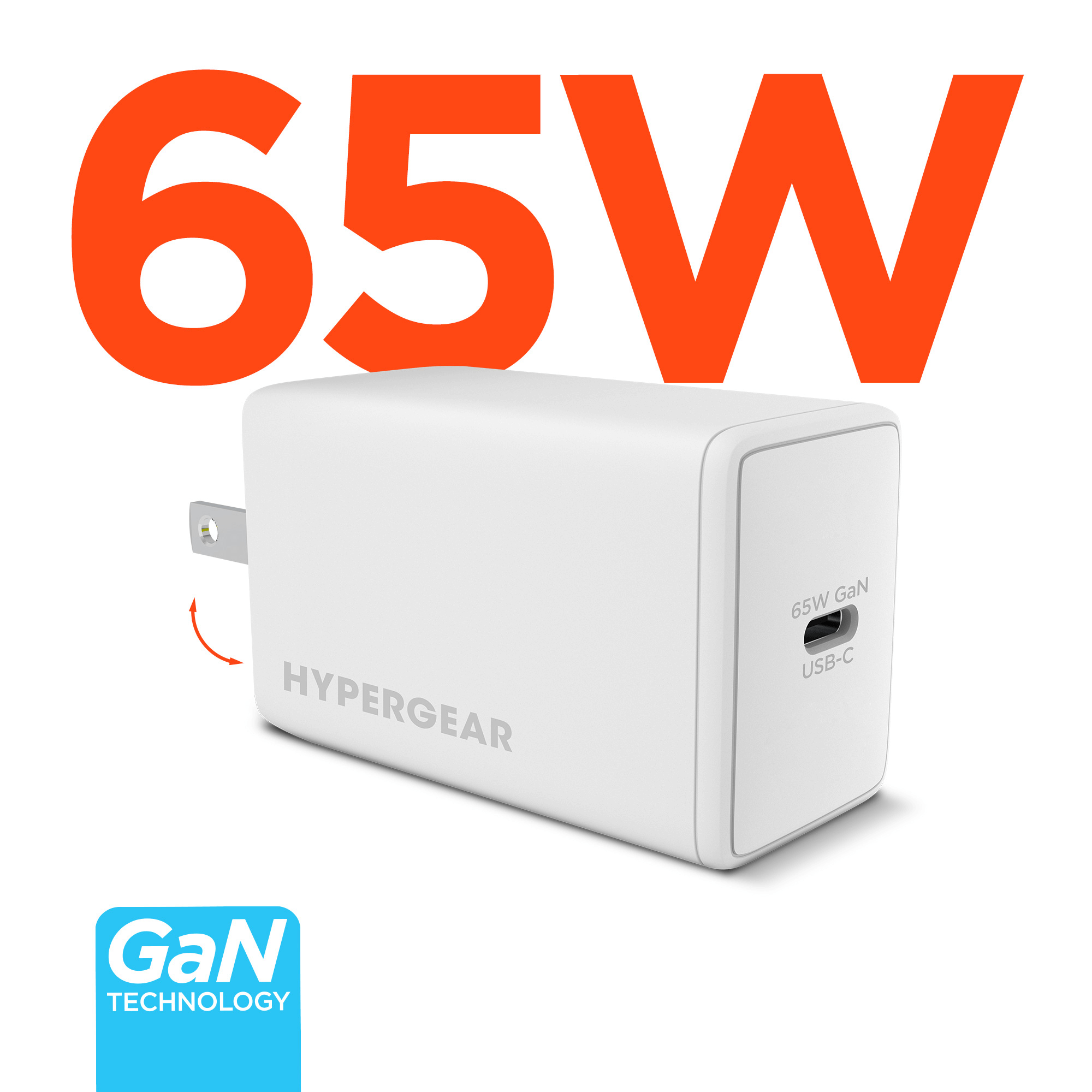 HyperGear SpeedBoost 65W USB-C PD PPS GaN Laptop Charger