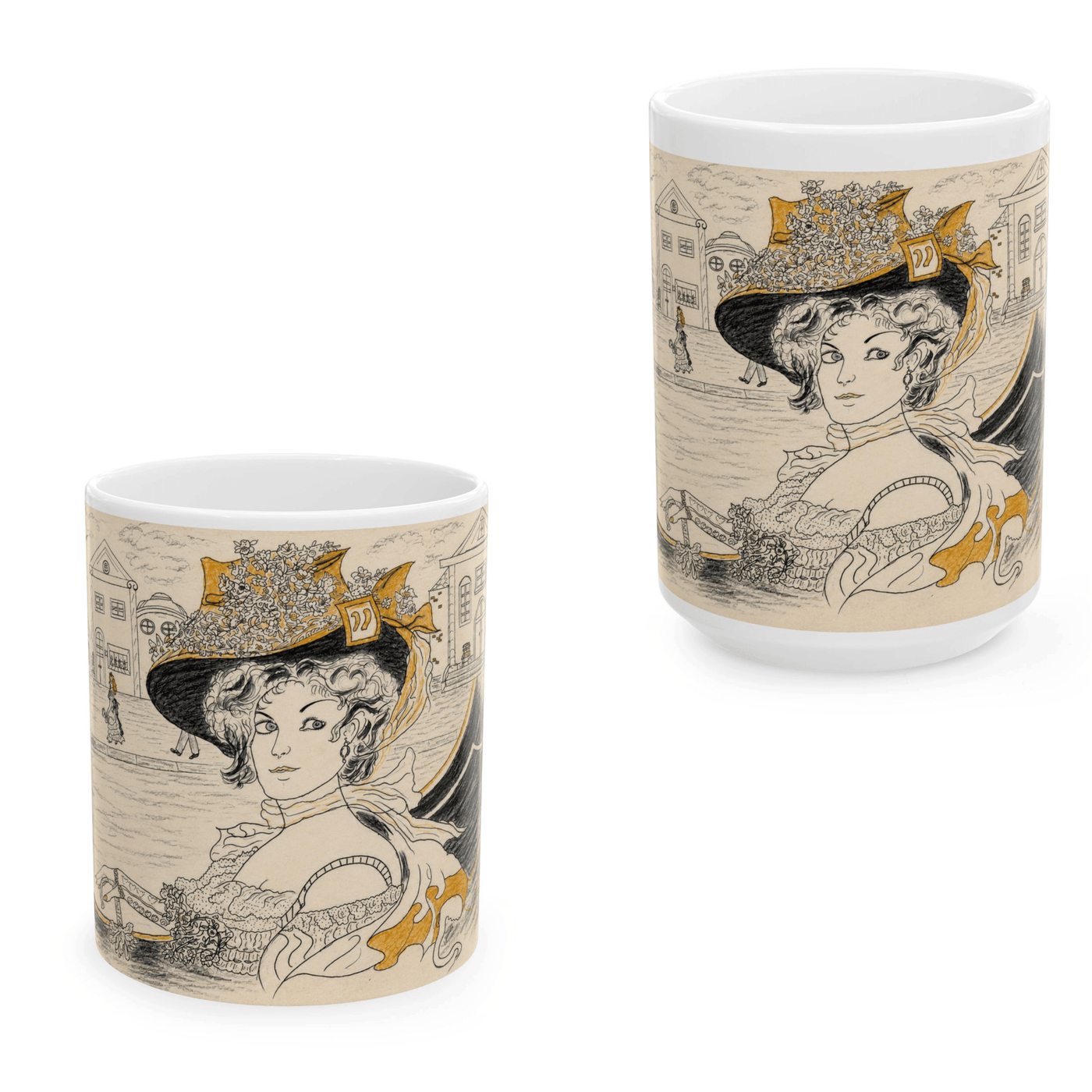 PimsArt Vintage Belle Victorian Mug From Original Drawing