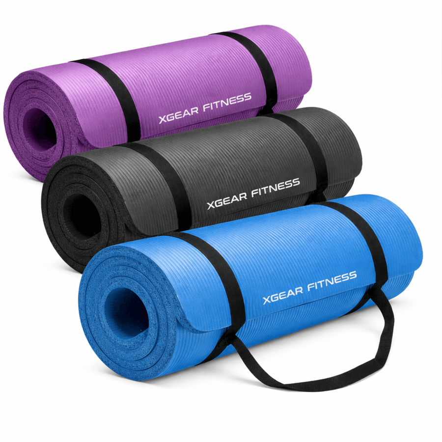 XGear Fitness Thick Travel Yoga Mat with Carrying Strap