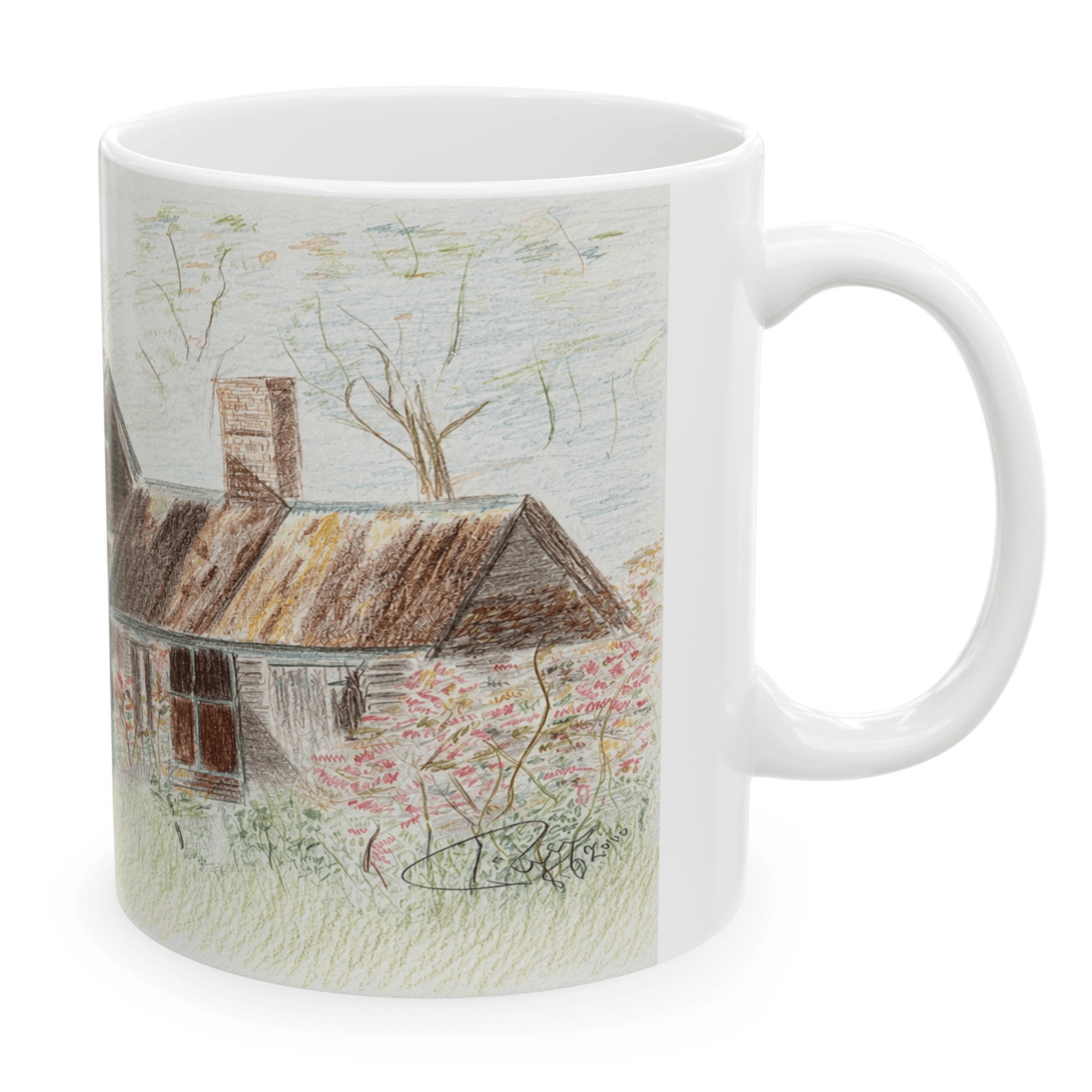 PimsArt Country Cottage Sketch Mug From Original Drawing