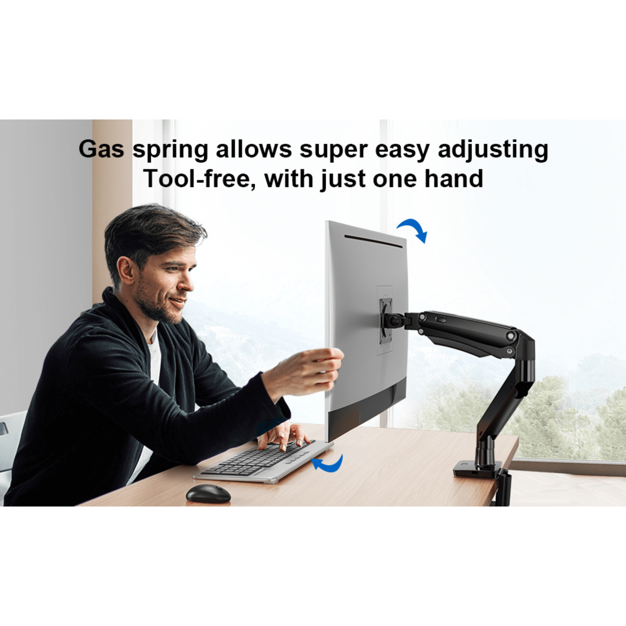 ErgoAV Gas Spring Desk Mount for Single Monitors 13" to 34" and up to 26lbs
