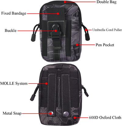 Tactical MOLLE Military Pouch Waist Bag for Hiking, Running and Outdoor Activities