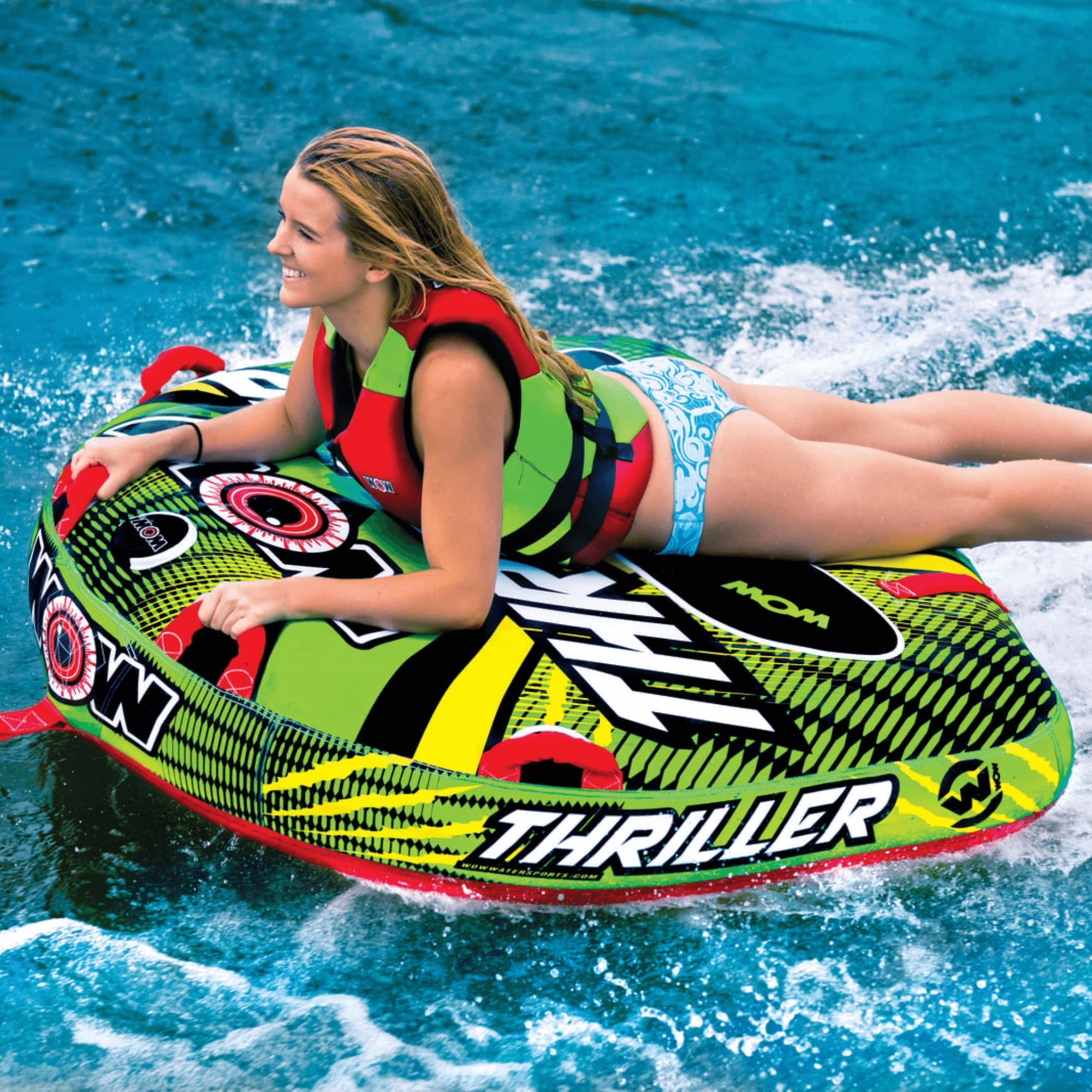 WOW Watersports Big Thriller 1 Person Inflatable Towable Deck Tube