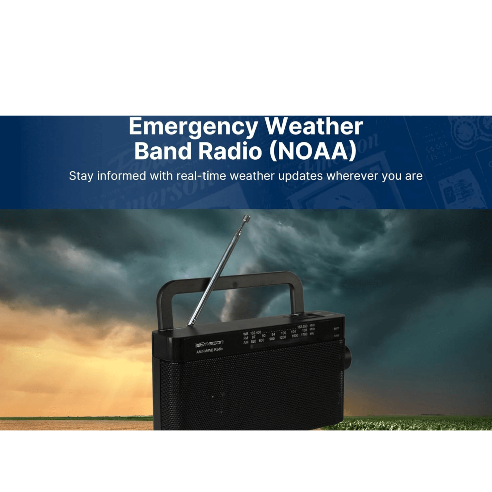 Emerson AM/FM/WB Radio with Telescopic Antenna