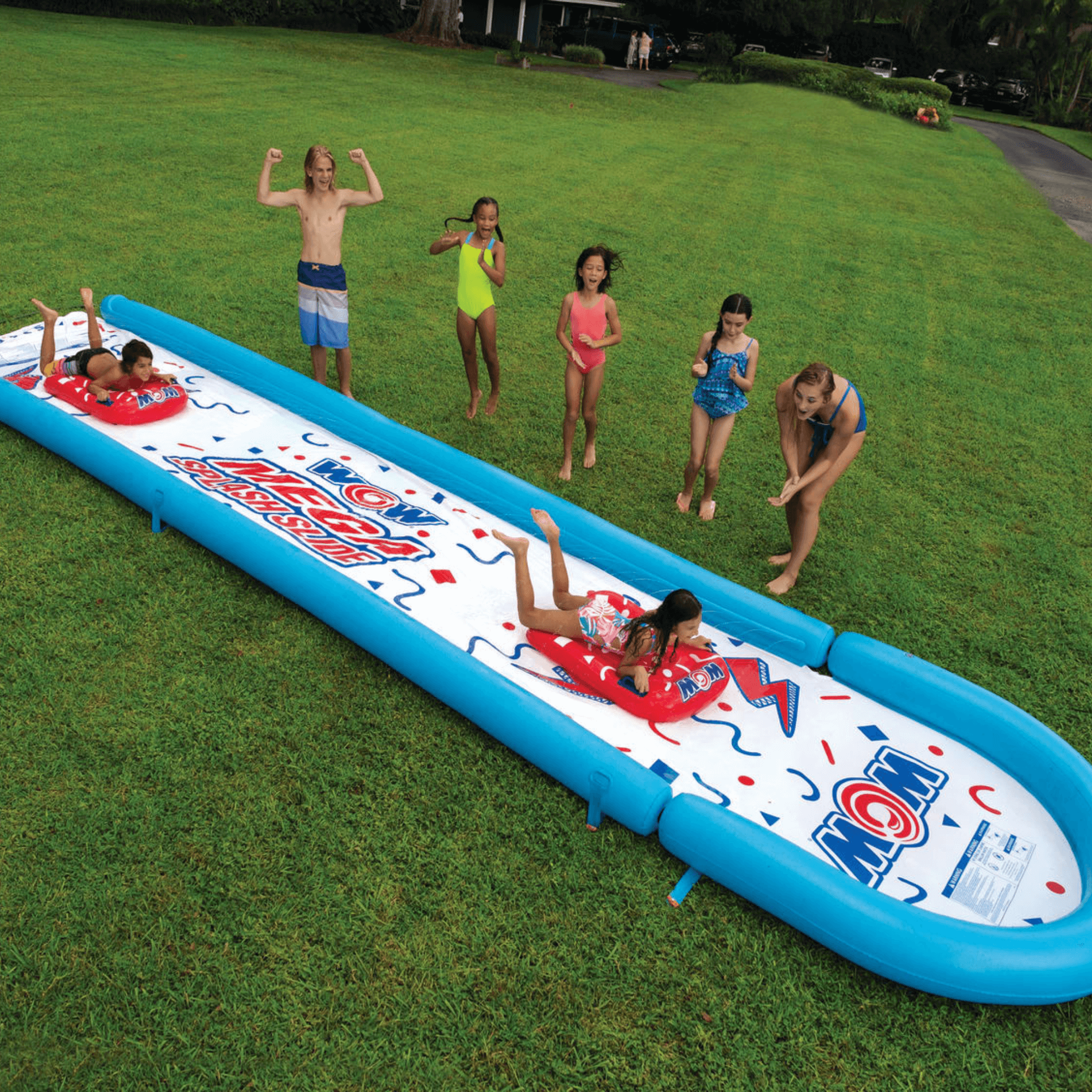 WOW Watersports 25 Ft Mega Backyard Slide w Splash Pool and High Side Walls