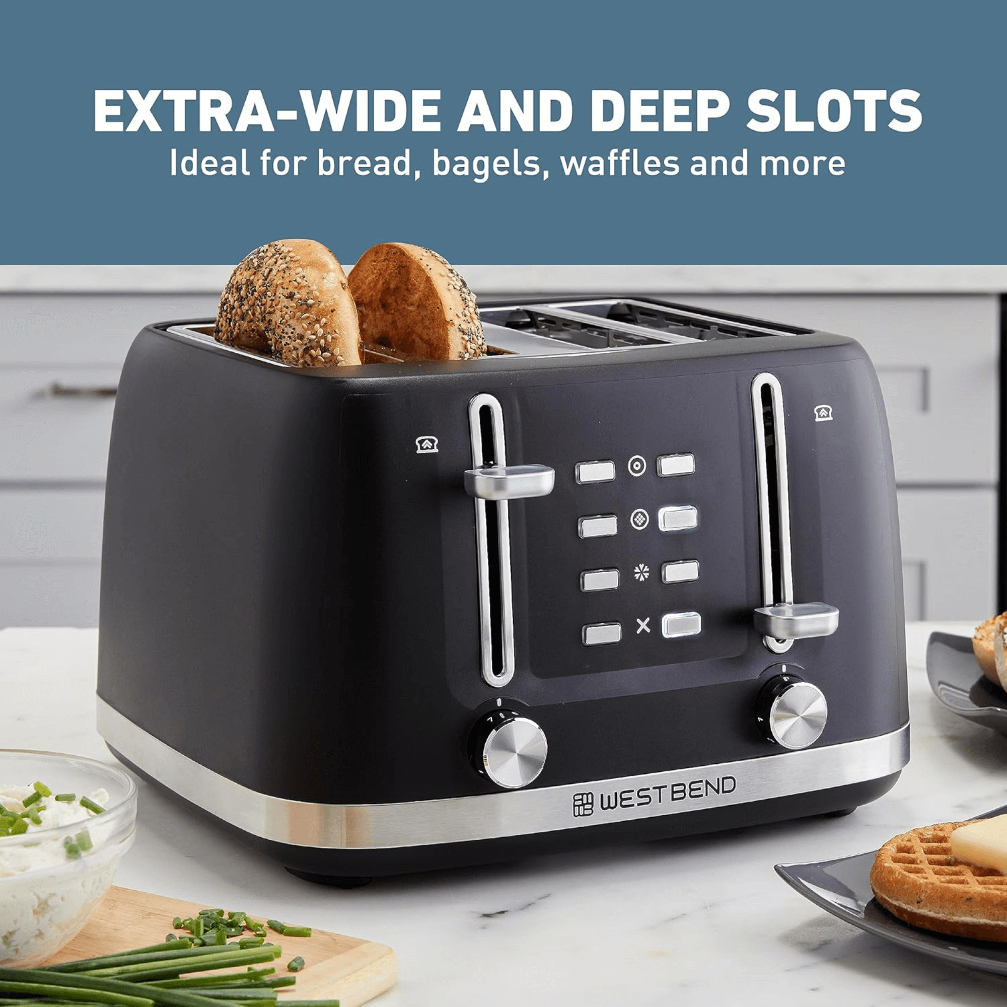 West Bend 4-Slice Multi-Function Toaster with Stainless Accents