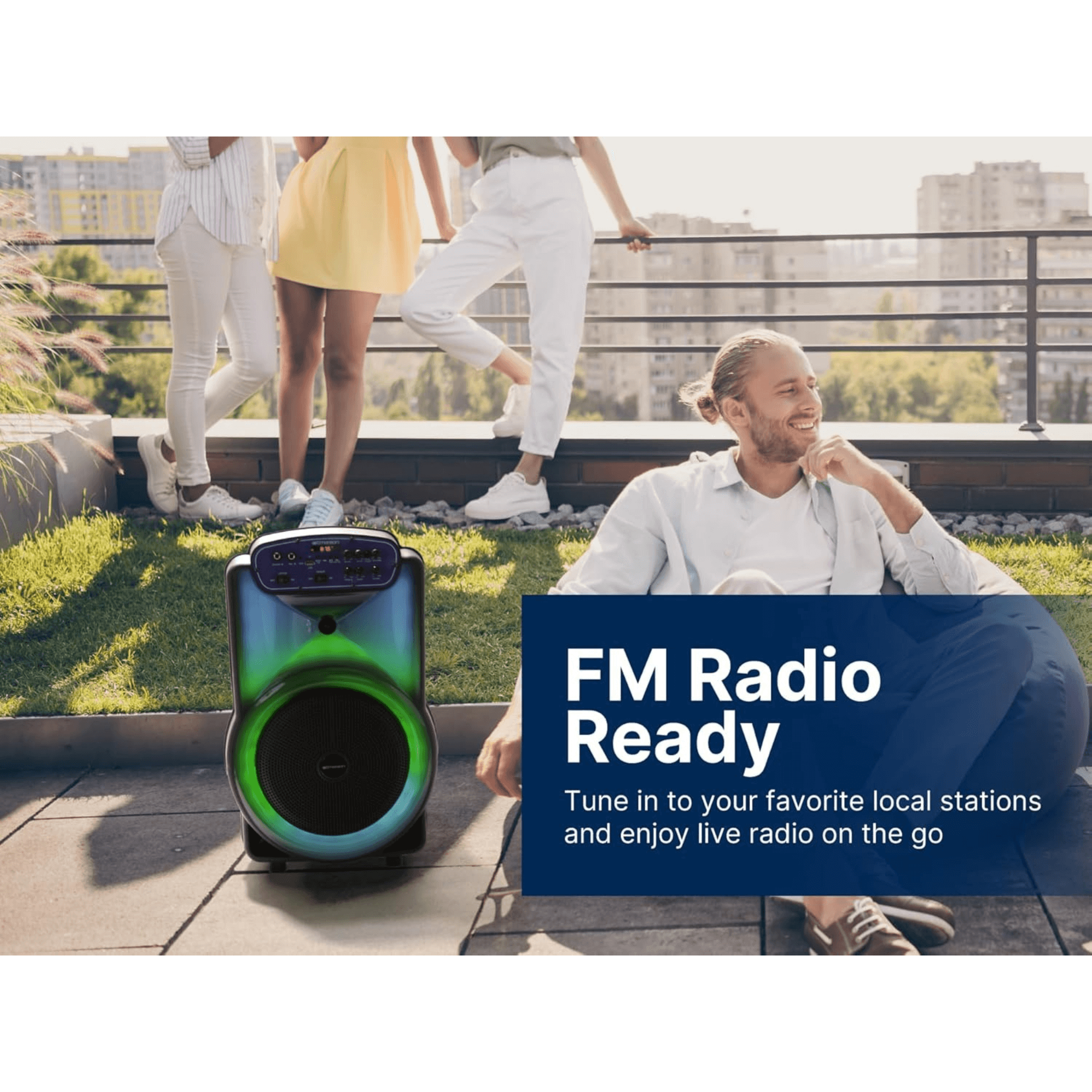 Emerson Portable Bluetooth 12" Party Speaker with Flame Lighting