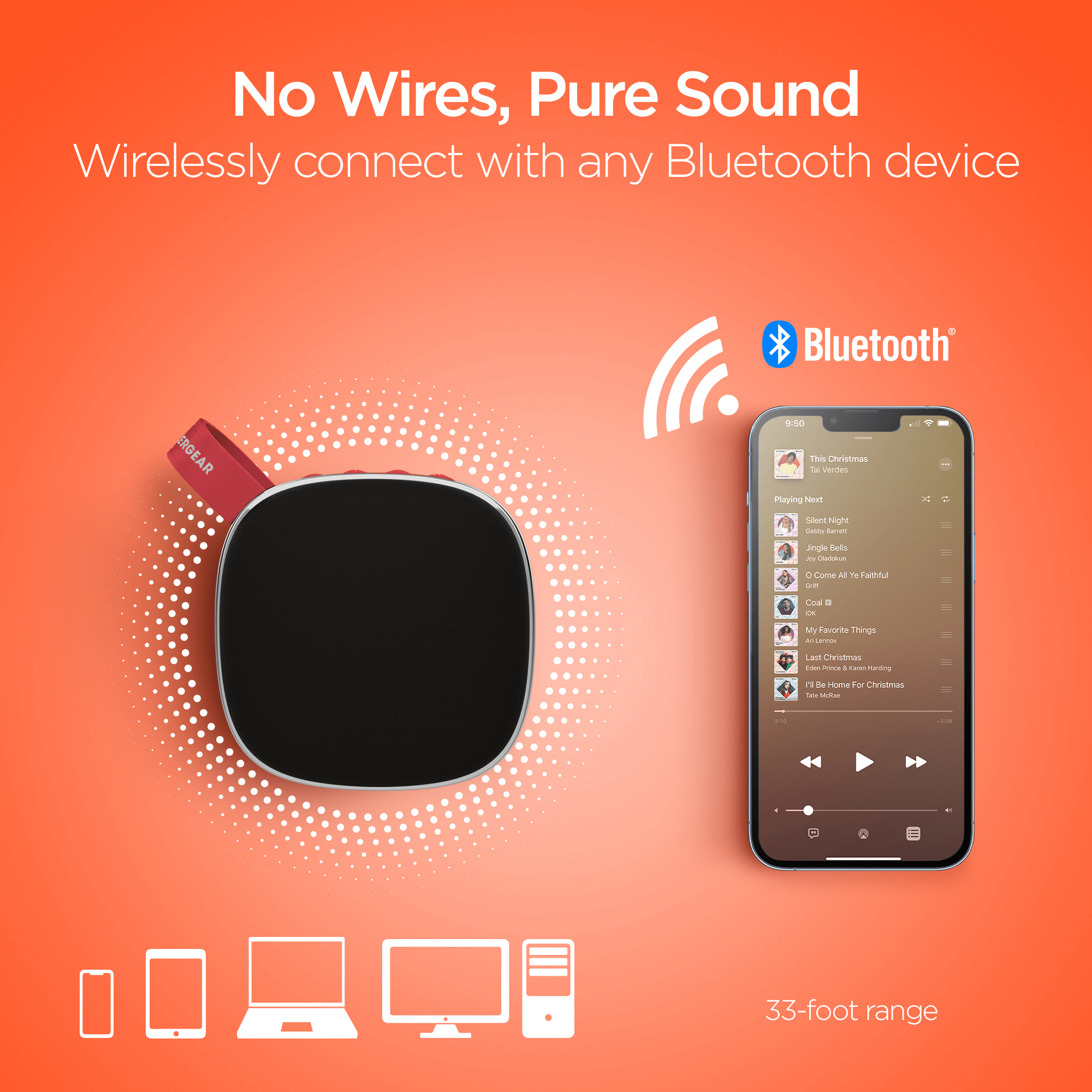 HyperGear Fabrix Mini Wireless Speaker - Red