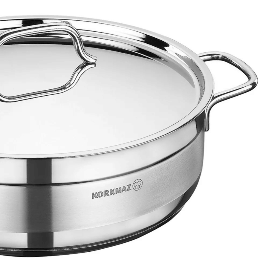 Korkmaz Alfa 4.2L Stainless Steel Low Casserole Dish with Lid