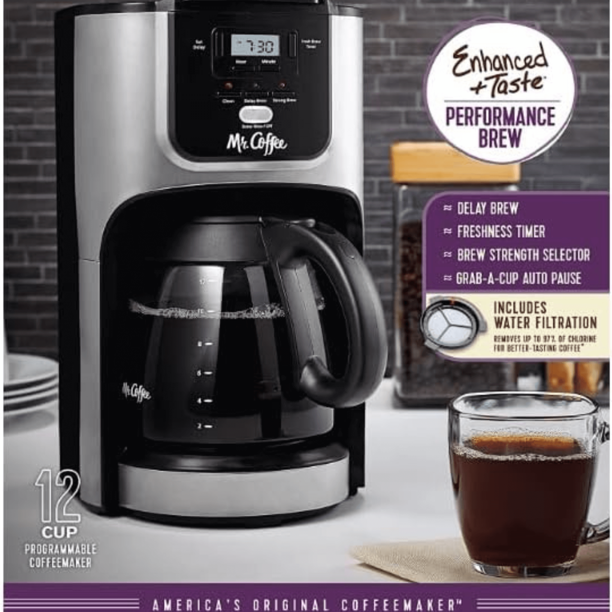 Mr. Coffee 12-Cup Programmable Coffeemaker with Rapid Brew - REFURBISHED