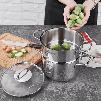 Korkmaz Perla 3Pce 6.9L Stainless Steel Casserole Steamer with Lid