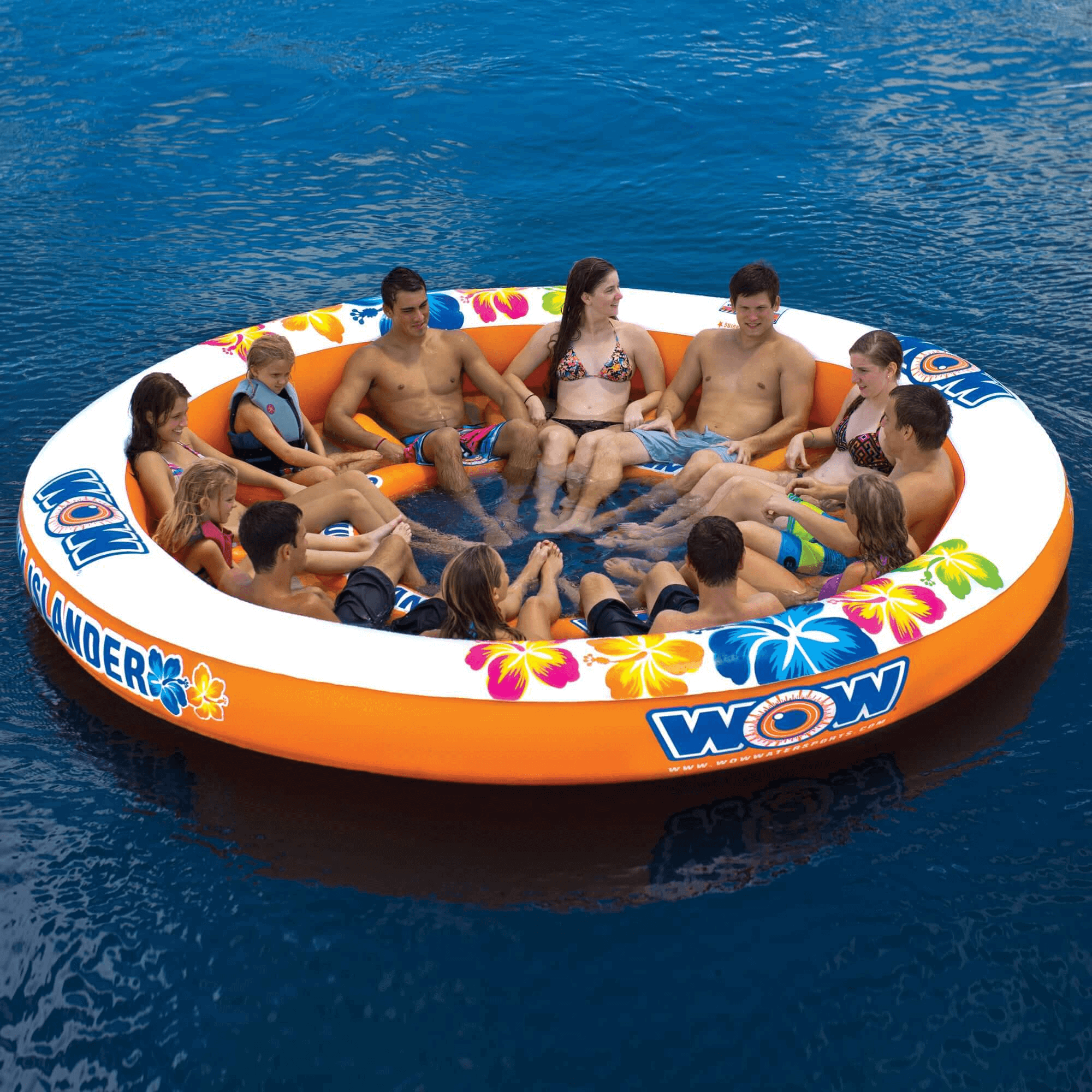 WOW Watersports Floating 12 Person Water Lounge & Island - Stadium Islander with Grommet