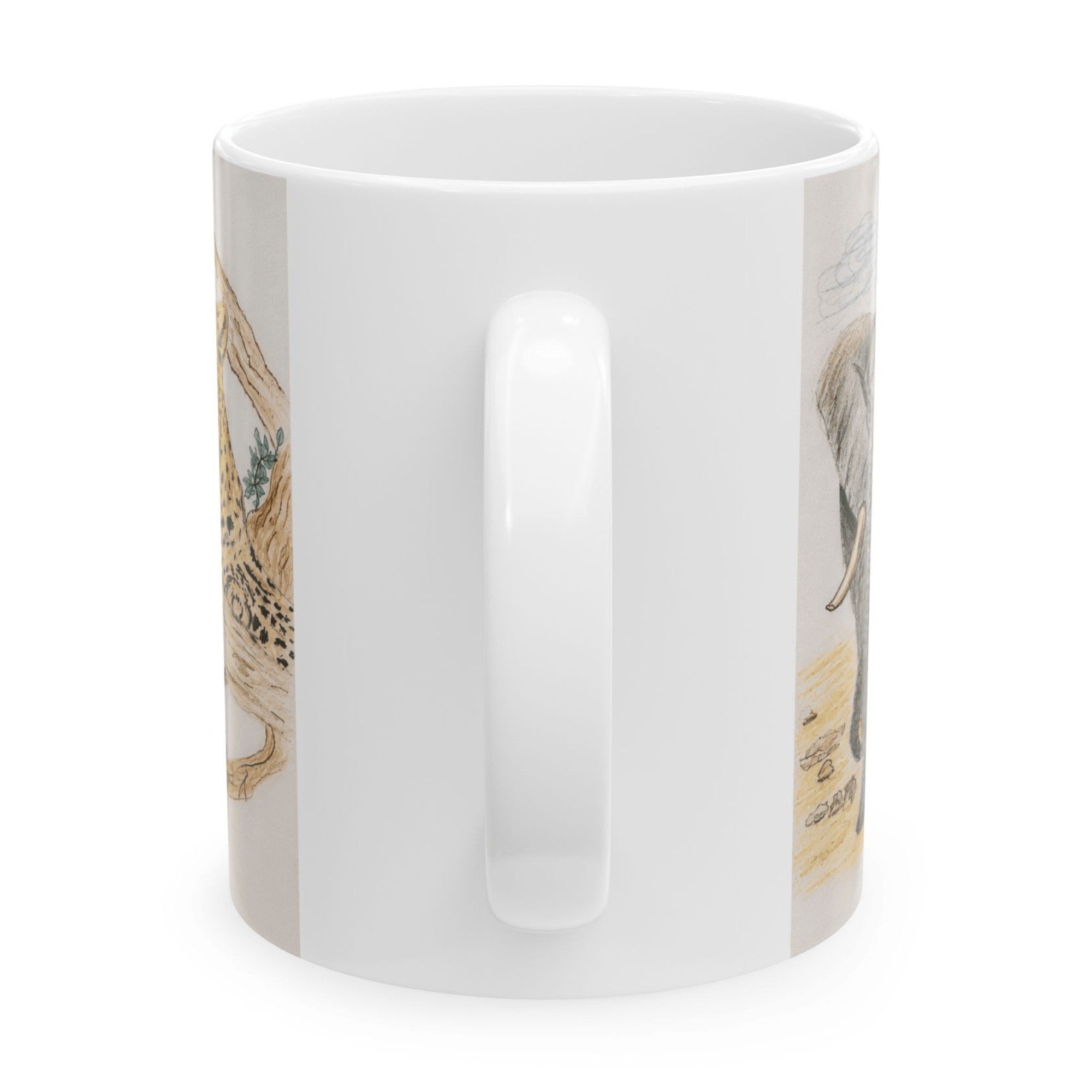 PimsArt African Safari Lion Elephant Leopard Mug From Original Drawing