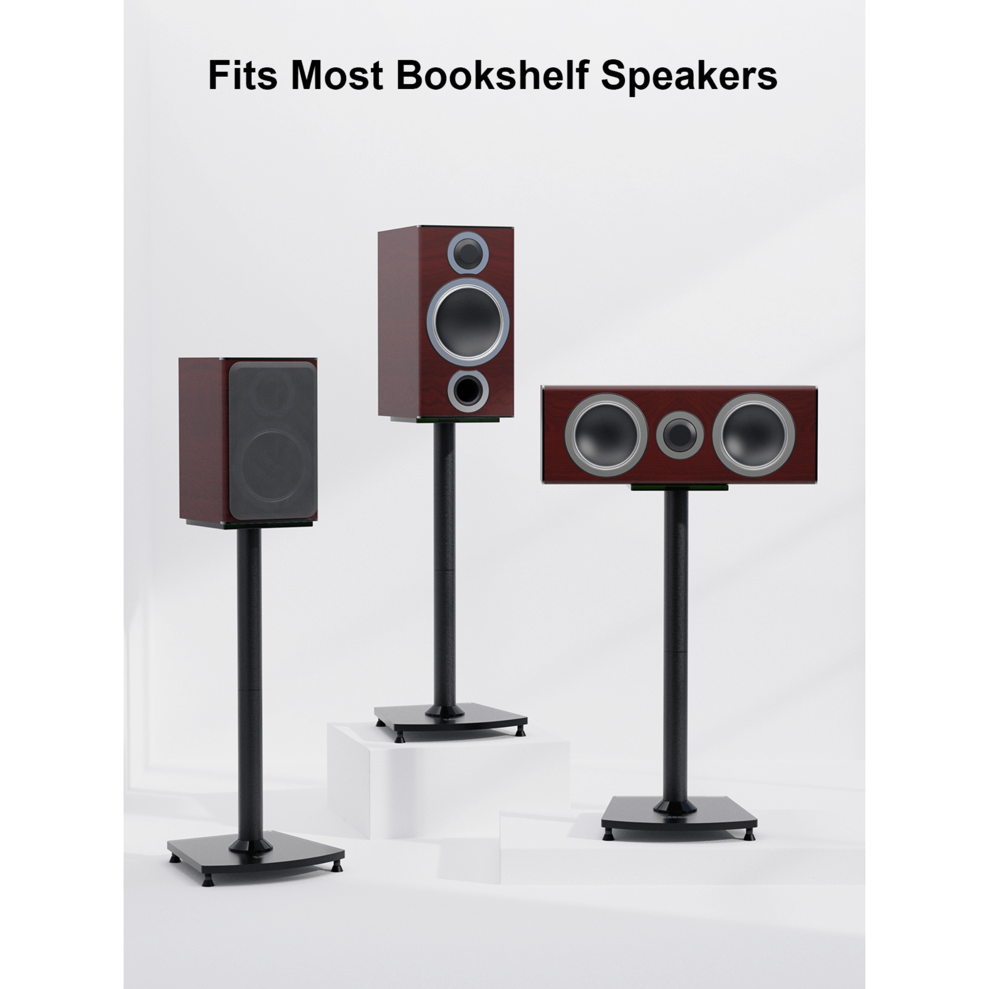 ErgoAV 1-Pair Fixed Height Bookshelf Speaker Stands 28"