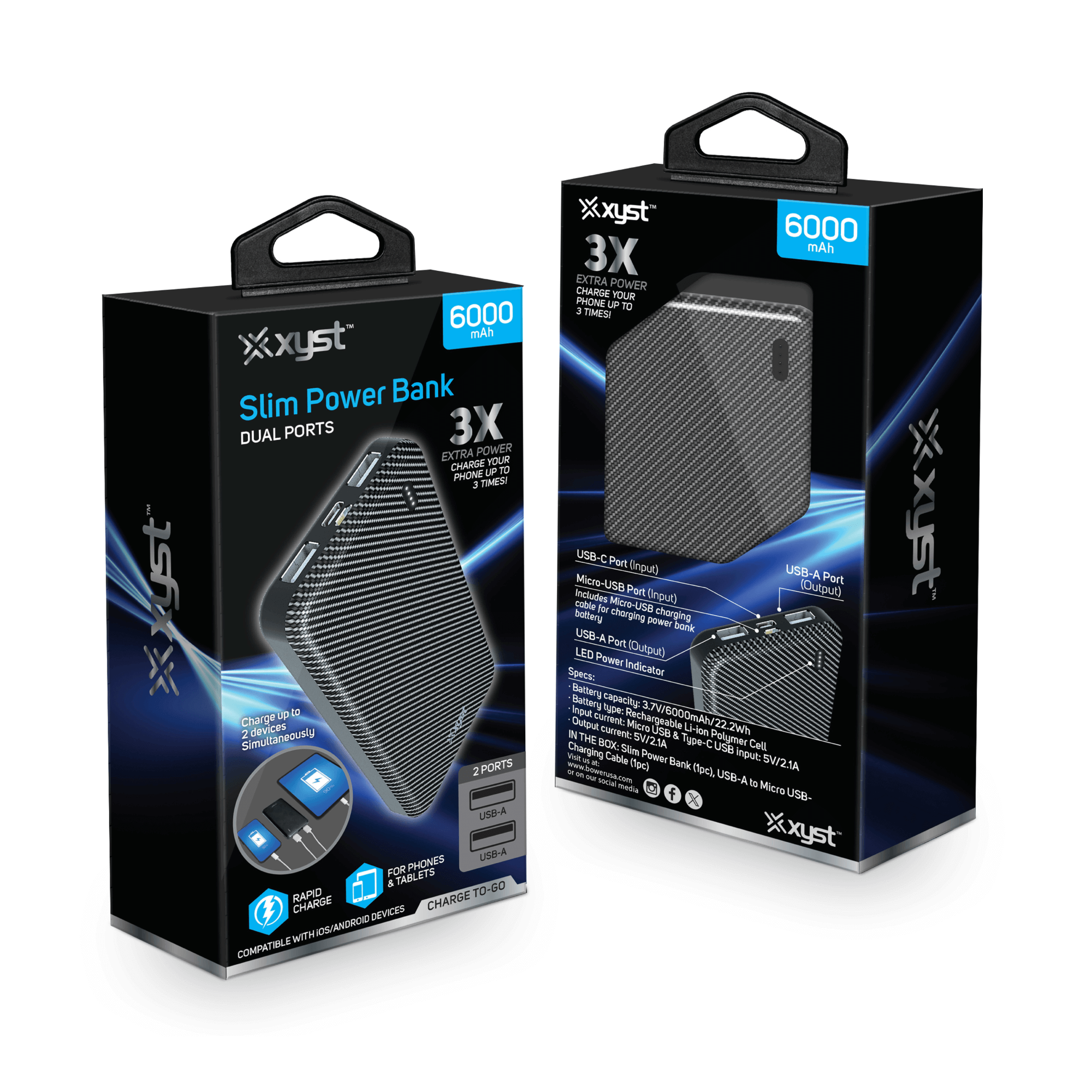 Xyst Slim 6000mAh Dual USB Power Bank