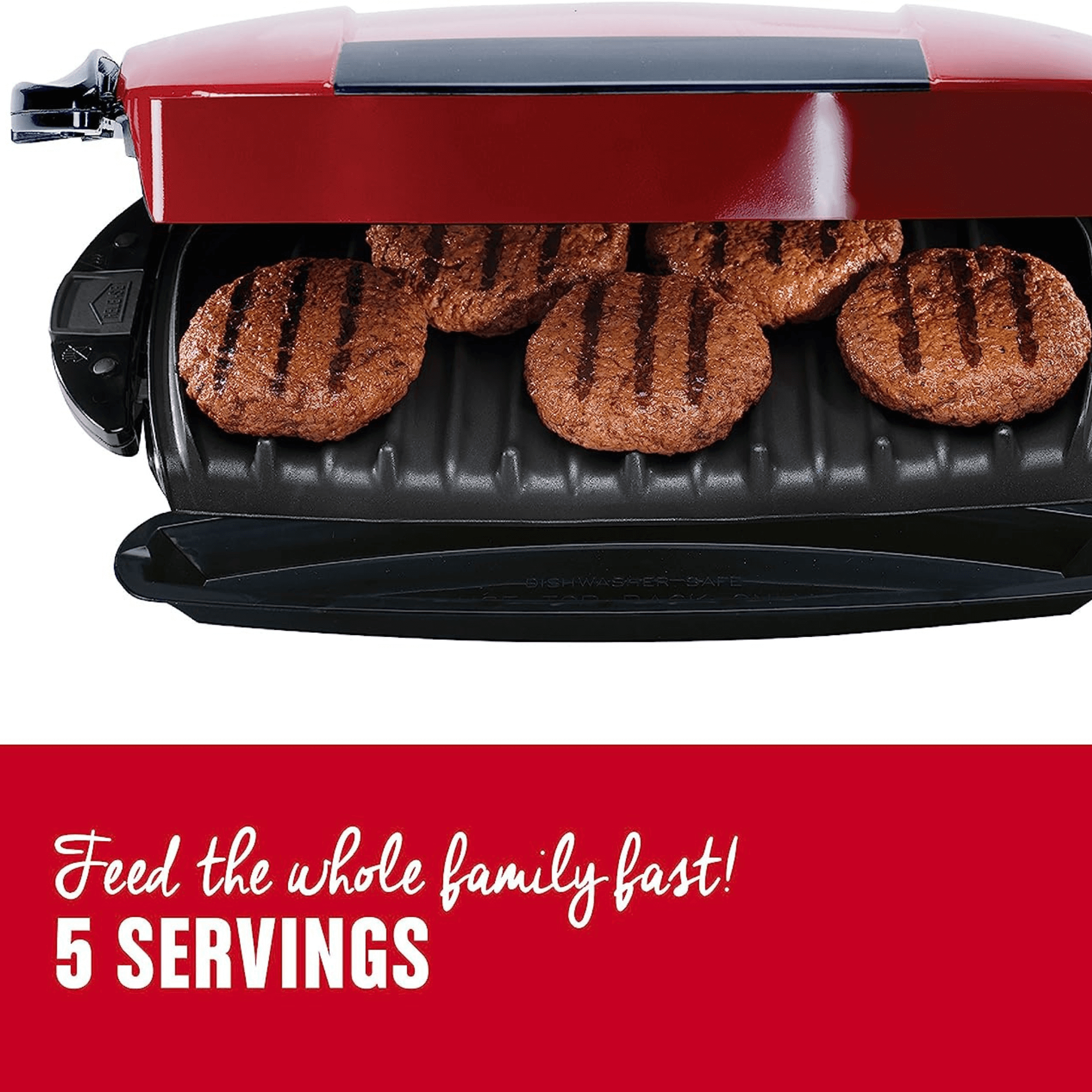 George Foreman 5-Serving Removable Plate Electric Indoor Grill and Panini Press - REFURBISHED