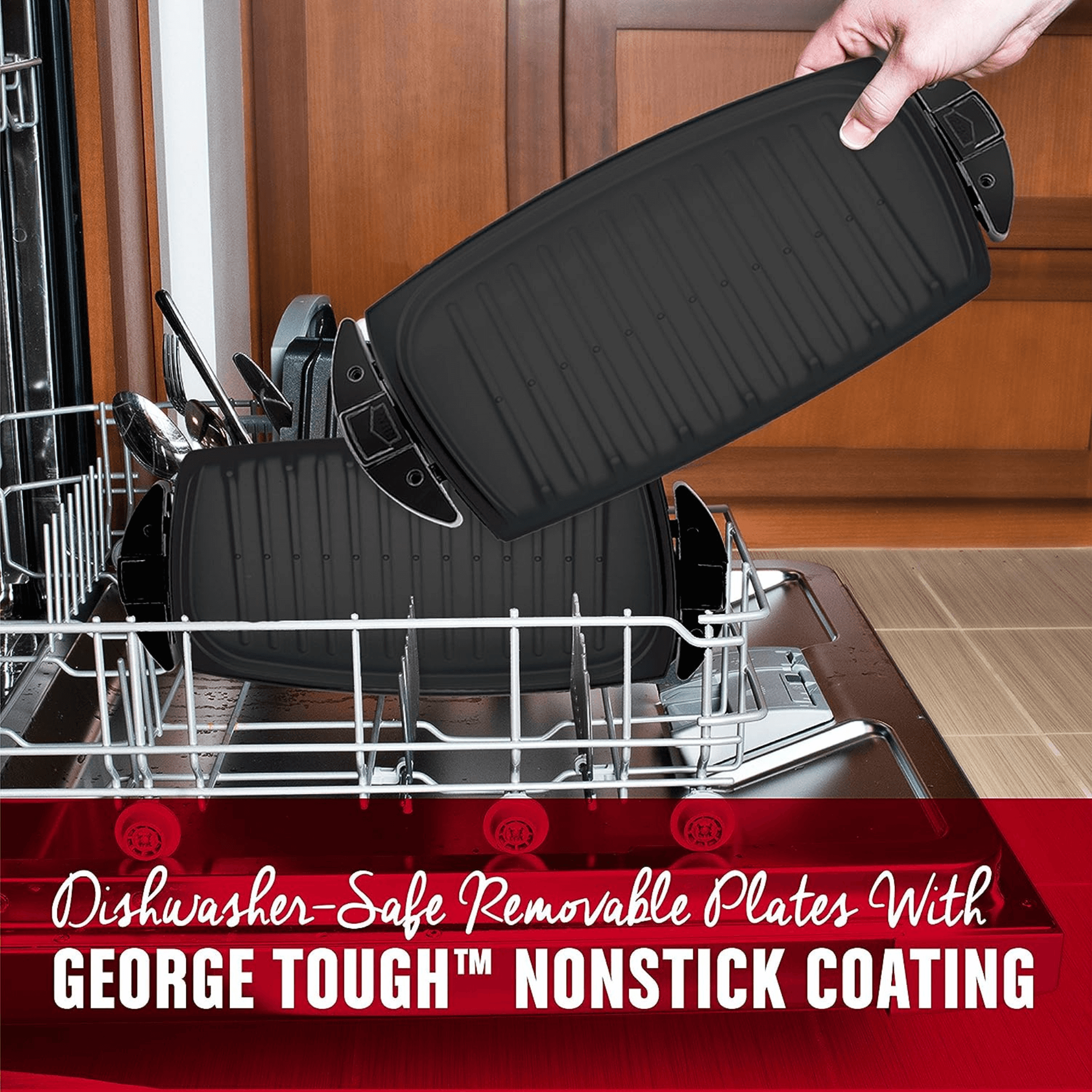 George Foreman 5-Serving Removable Plate Electric Indoor Grill and Panini Press - REFURBISHED