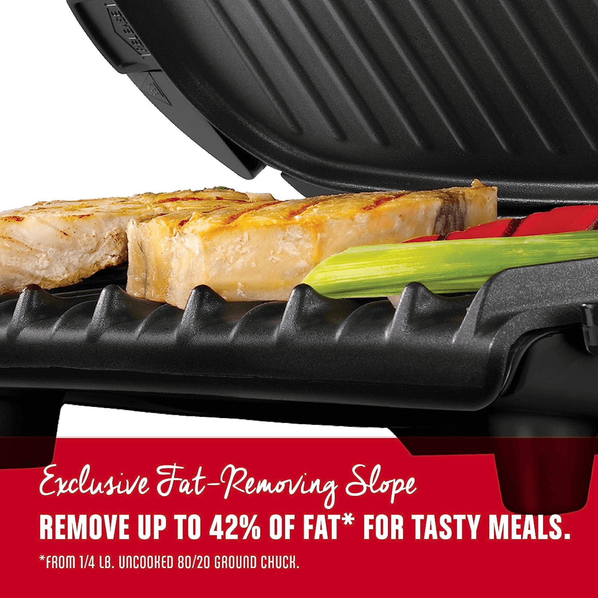 George Foreman 5-Serving Removable Plate Electric Indoor Grill and Panini Press - REFURBISHED