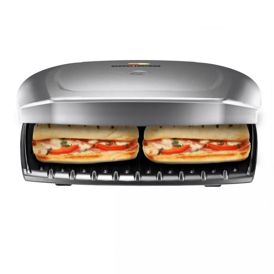 George Foreman 9-Serving Non-Stick Grill & Panini with Drip Pan - REFURBISHED