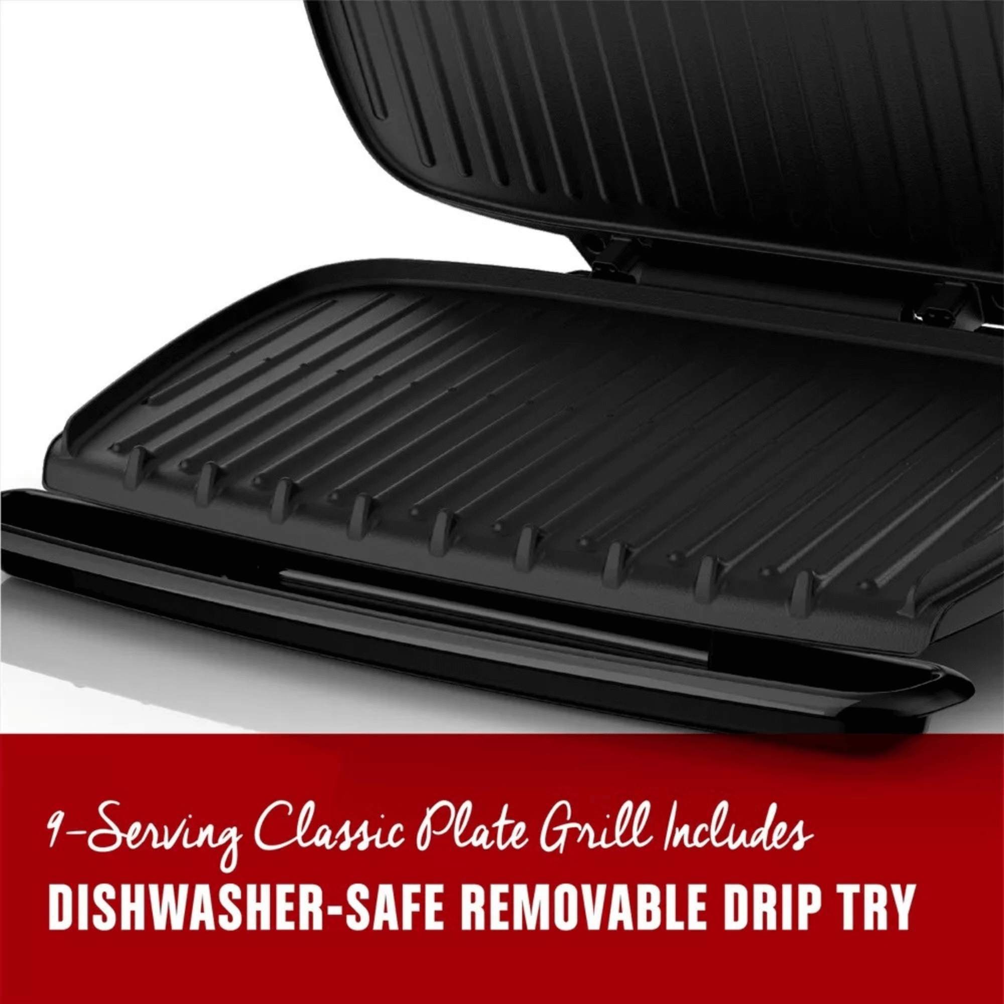 George Foreman 9-Serving Non-Stick Grill & Panini with Drip Pan - REFURBISHED