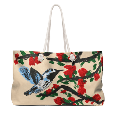 PimsArt Hummingbird Floral Weekender Bag From Original Painting