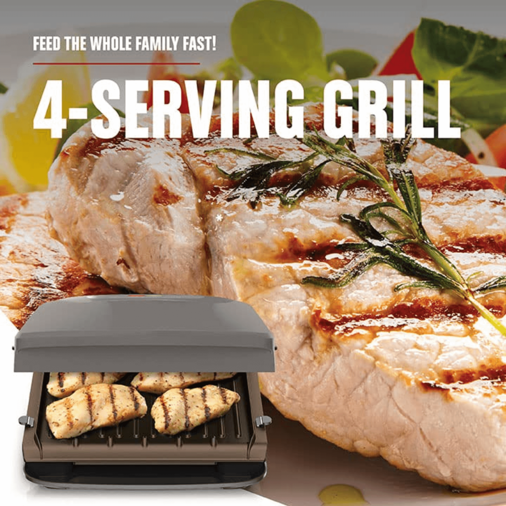 George Foreman Rapid Series 4-Serving Indoor Grill and Panini Press - REFURBISHED