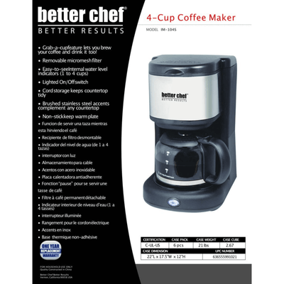 Better Chef 4-Cup Stainless Steel Coffeemaker
