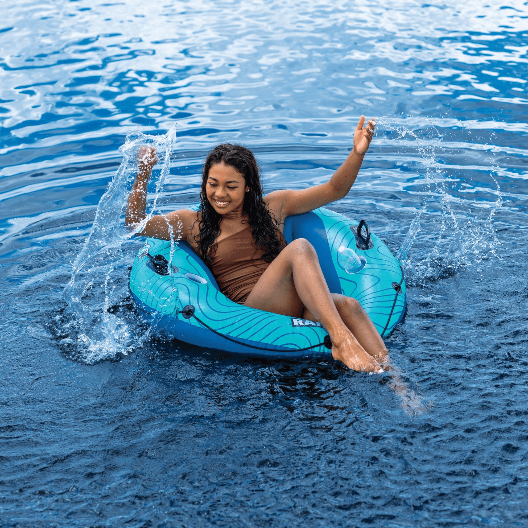 WOW Watersports Ranger 1-Person River Tube with Mesh Bottom and Cup Holder
