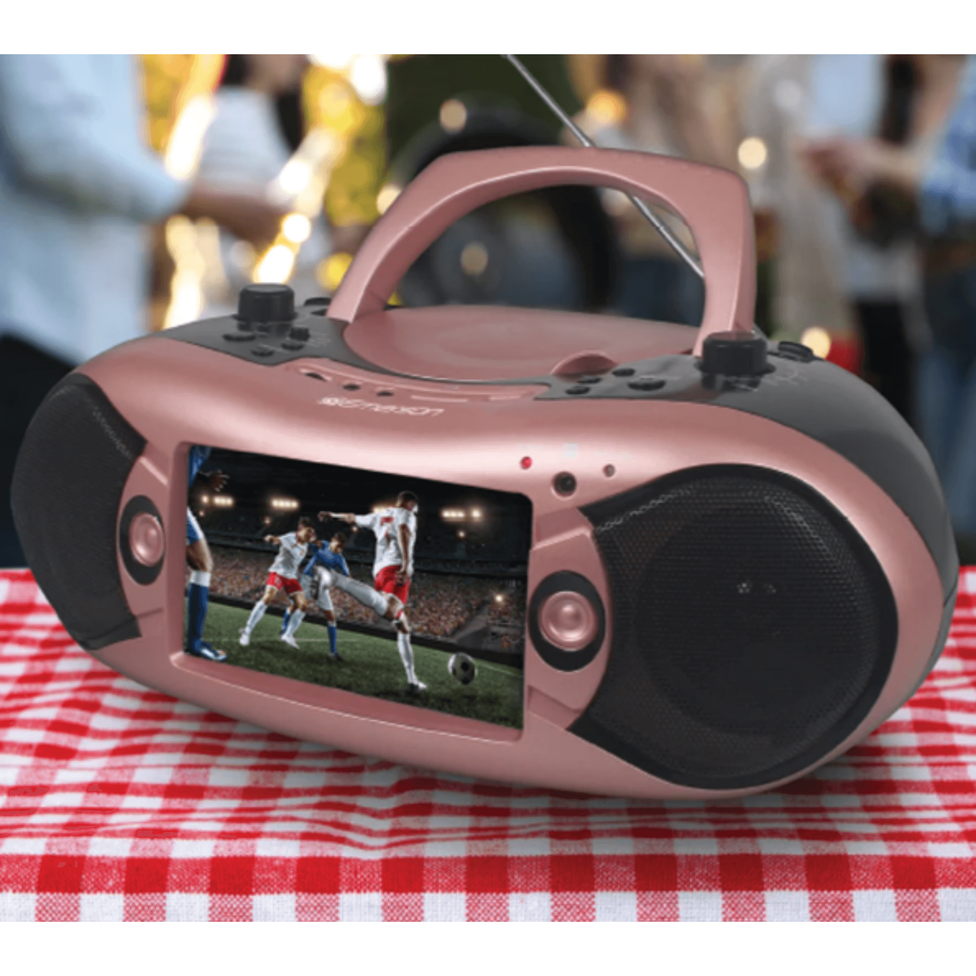 Emerson 7" Bluetooth DVD Boombox w AMFM Radio, Stereo Speakers & Multi-Media