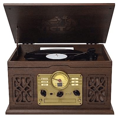 Victor State 7-in-1 Wood Music Center Espresso - Refurbished