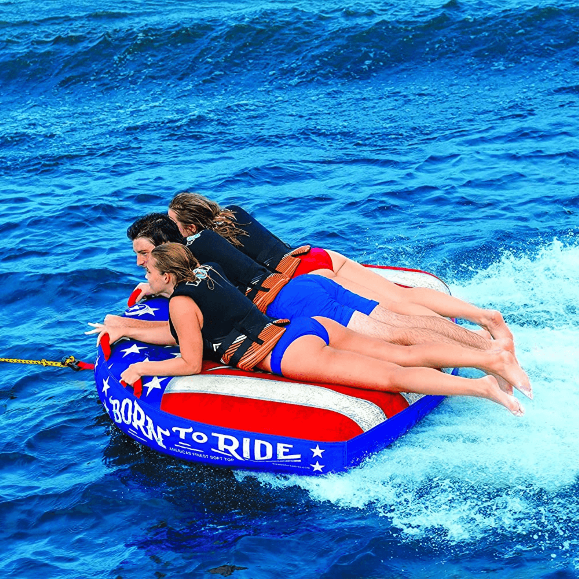 WOW Watersports Born to Ride 3 Person 3P Towable with Soft Top and EZ Tow