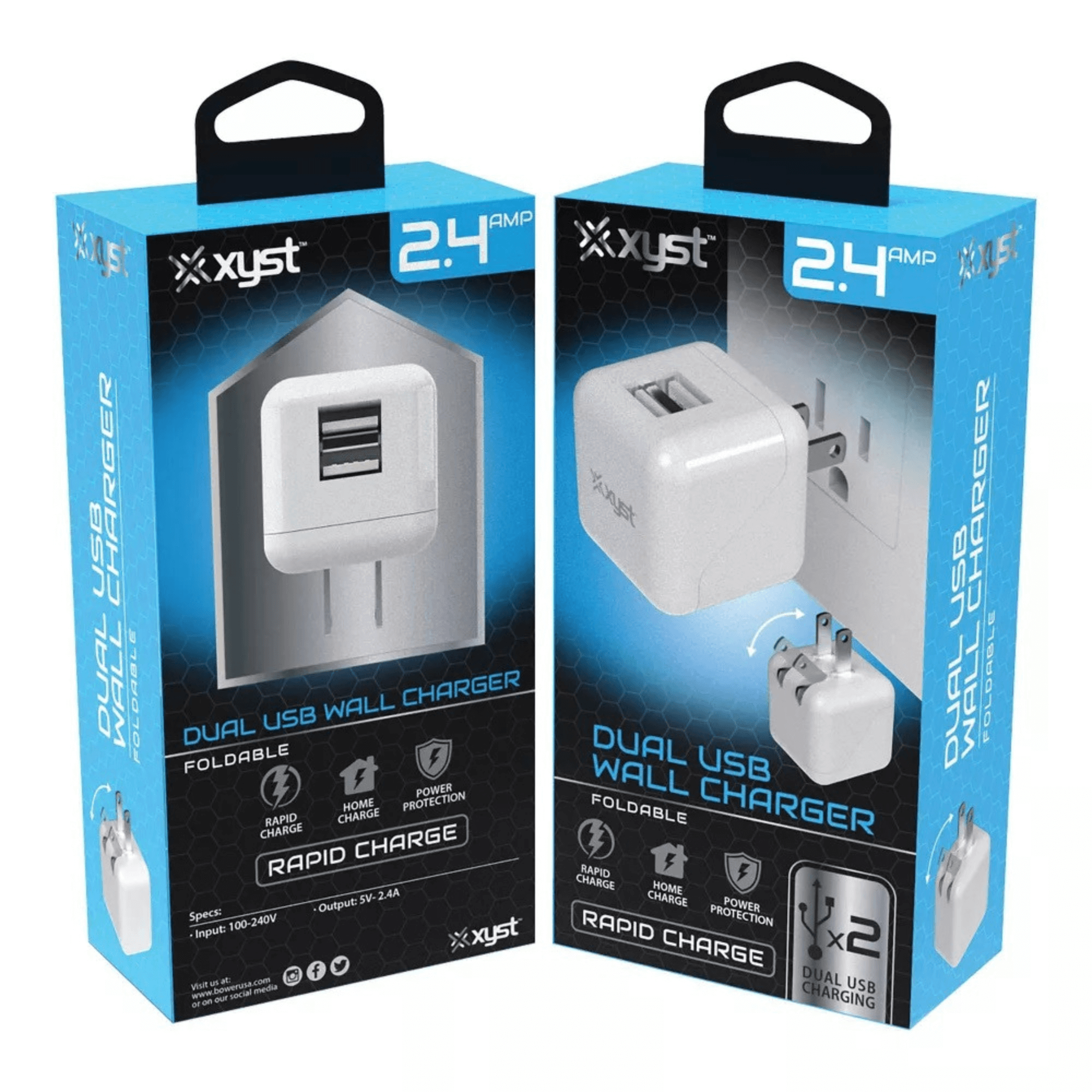 Xyst 2.4-Amp Dual USB Foldable Wall Charger