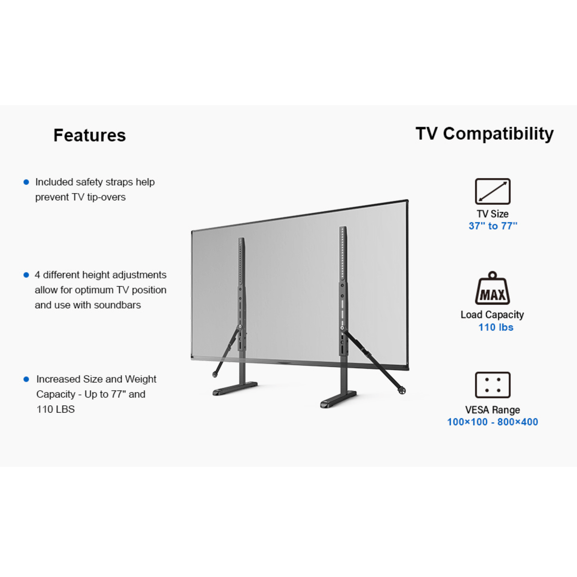 ErgoAV Universal TV Legs for 37" to 77" TVs