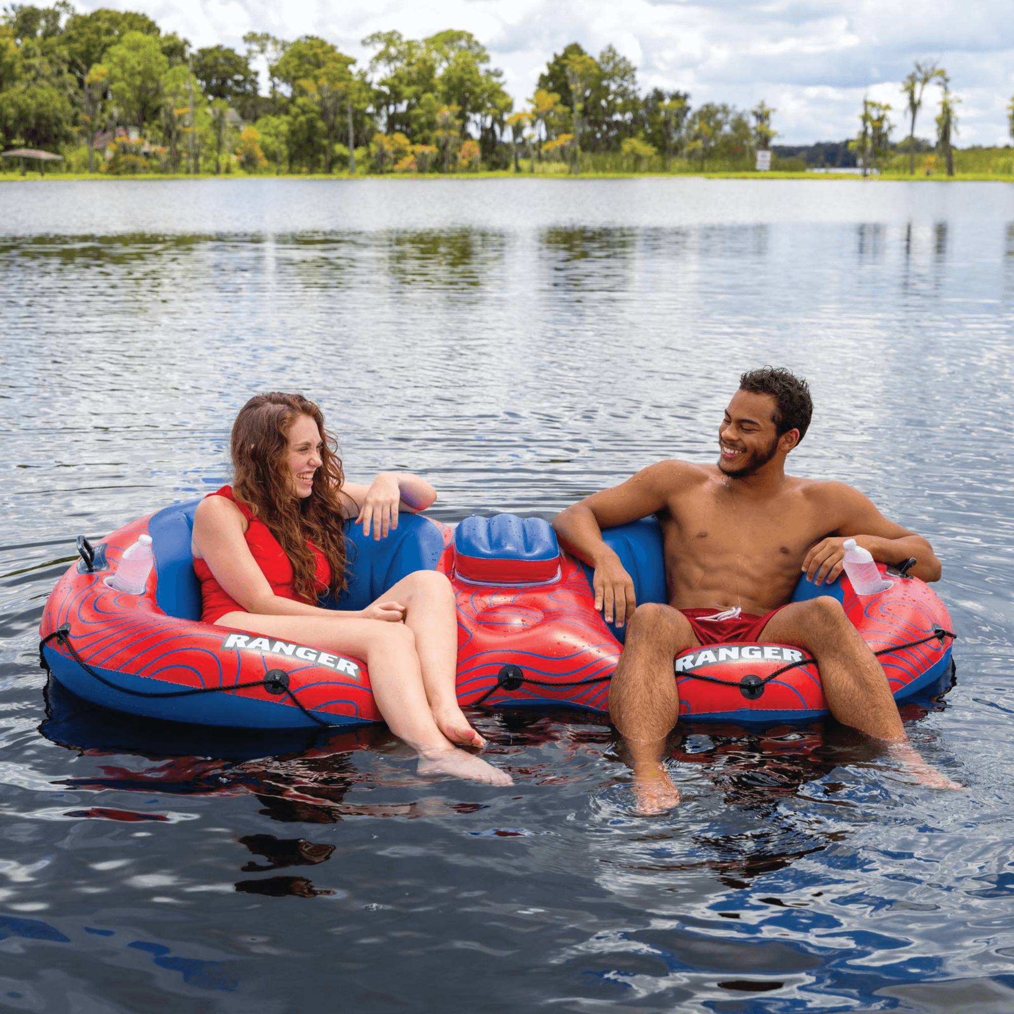 WOW Watersports Ranger 2-Person River Tube with Mesh Bottom and Cup Holders