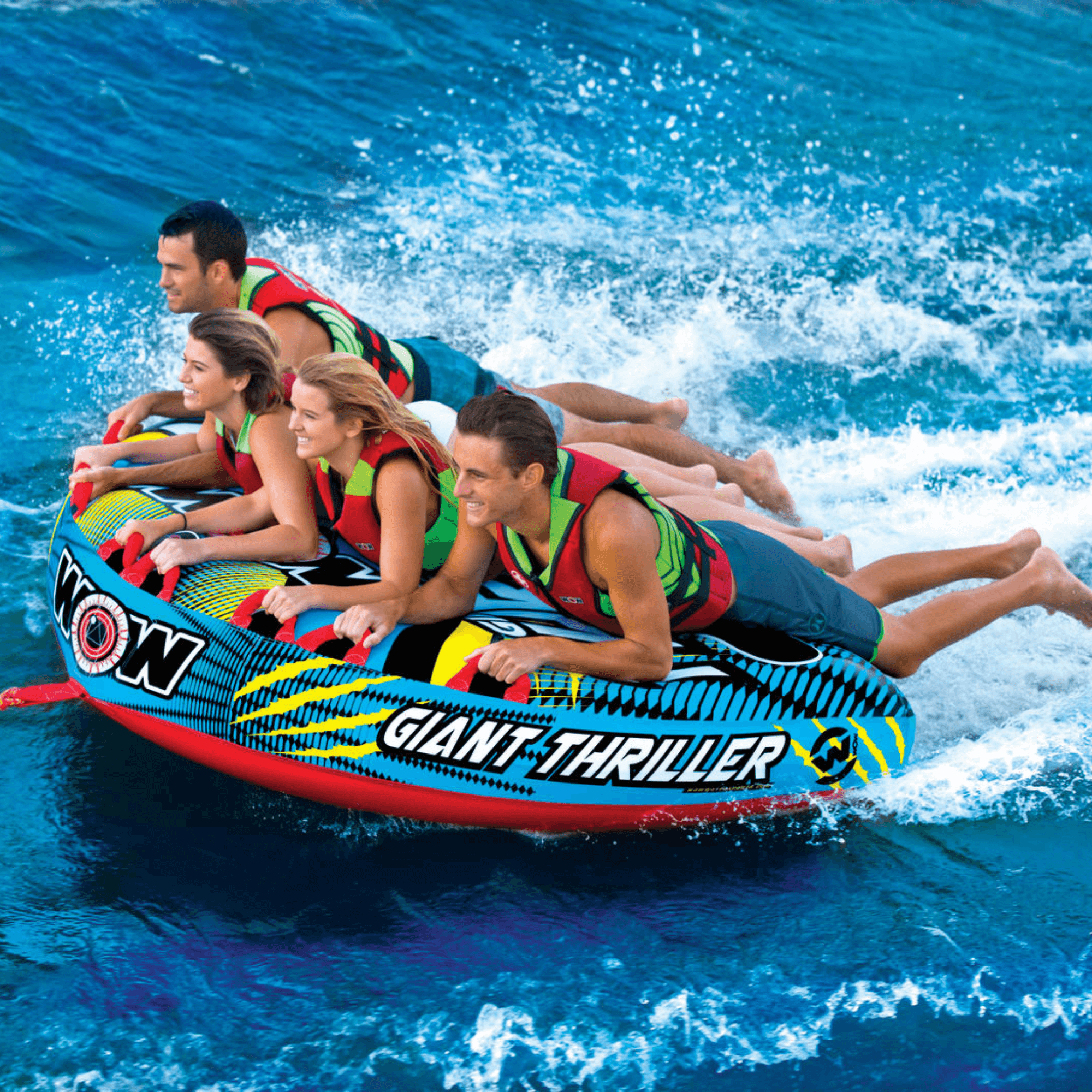 WOW Watersports Giant Thriller 1 to 4 Person Inflatable Towable Deck Tube