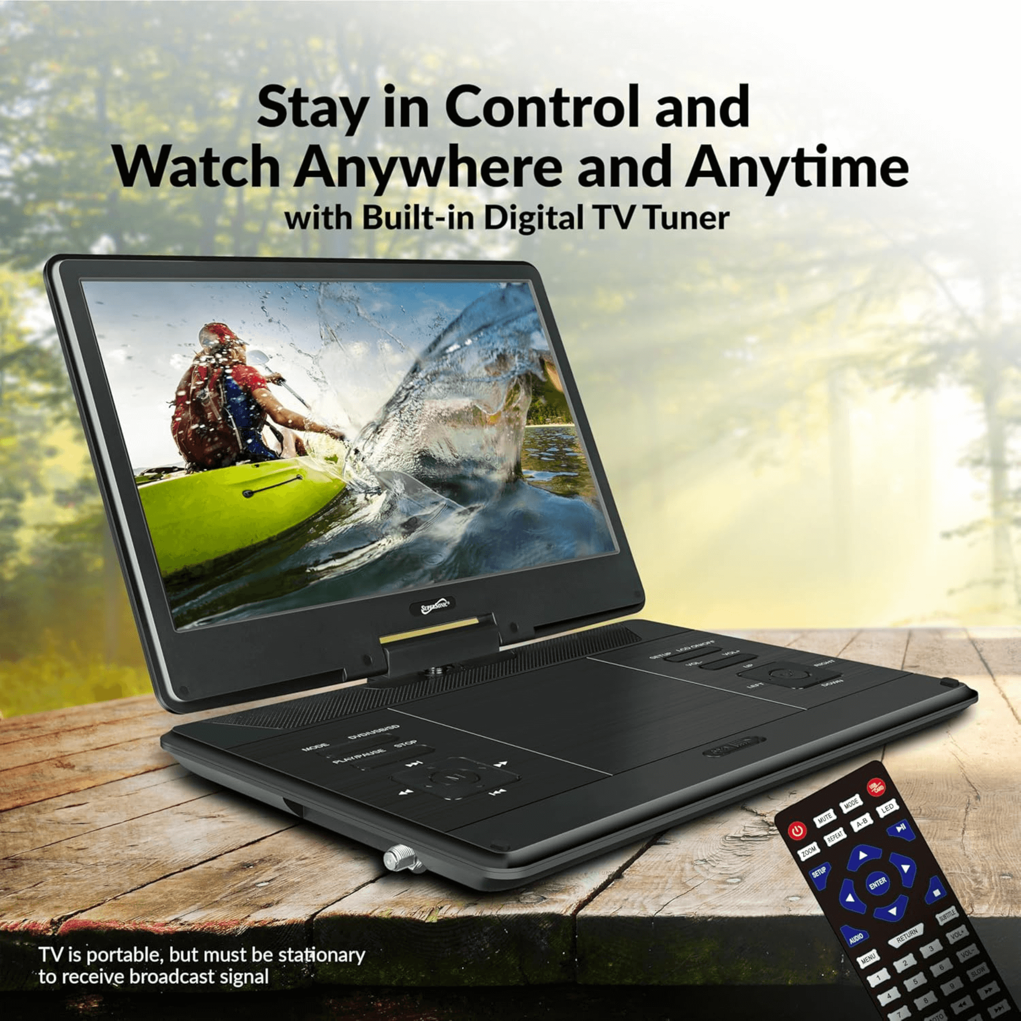 Supersonic 14-Inch Portable LED DVD Player with Built-in Hybrid TV Tuners ACDC Compatible