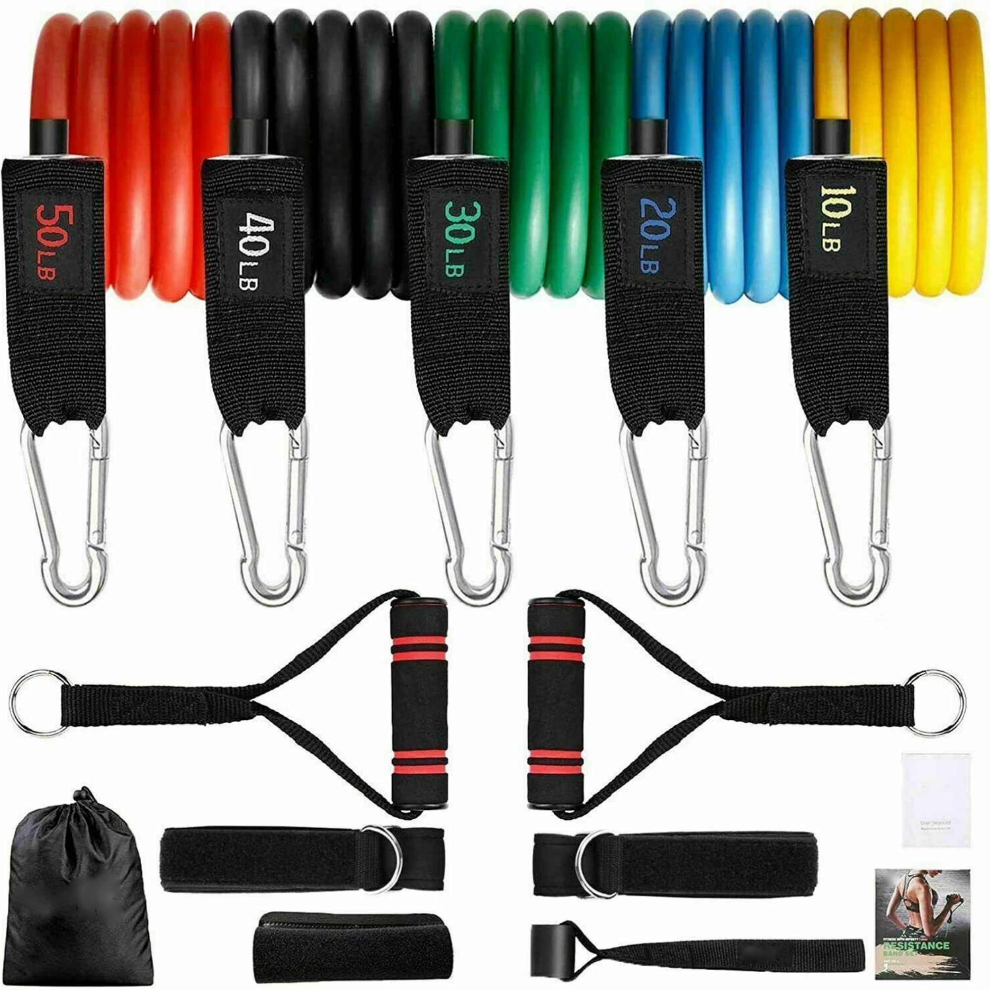 JupiterGear Intey Resistance Bands Set Exercise Bands with Protective Sleeve - Portable Resistance Bands with Door Anchor, Handles, Legs Ankle Straps - Home Gym Resistance Training [13 Pcs Set]