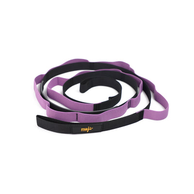 Elastic Yoga Straps With 9 Loops - Purple/Black