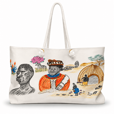 PimsArt African Heritage Village Weekender Bag From Original Drawing