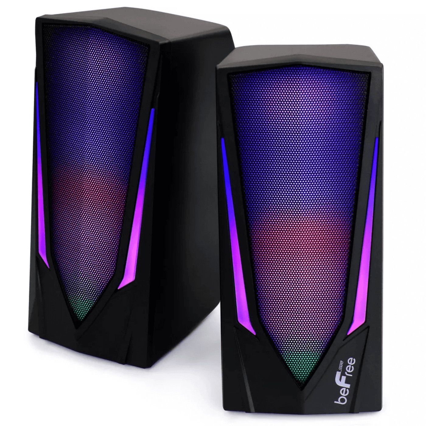 beFree Sound Dual 2.0 Computer Gaming Speakers with LED RGB Lights