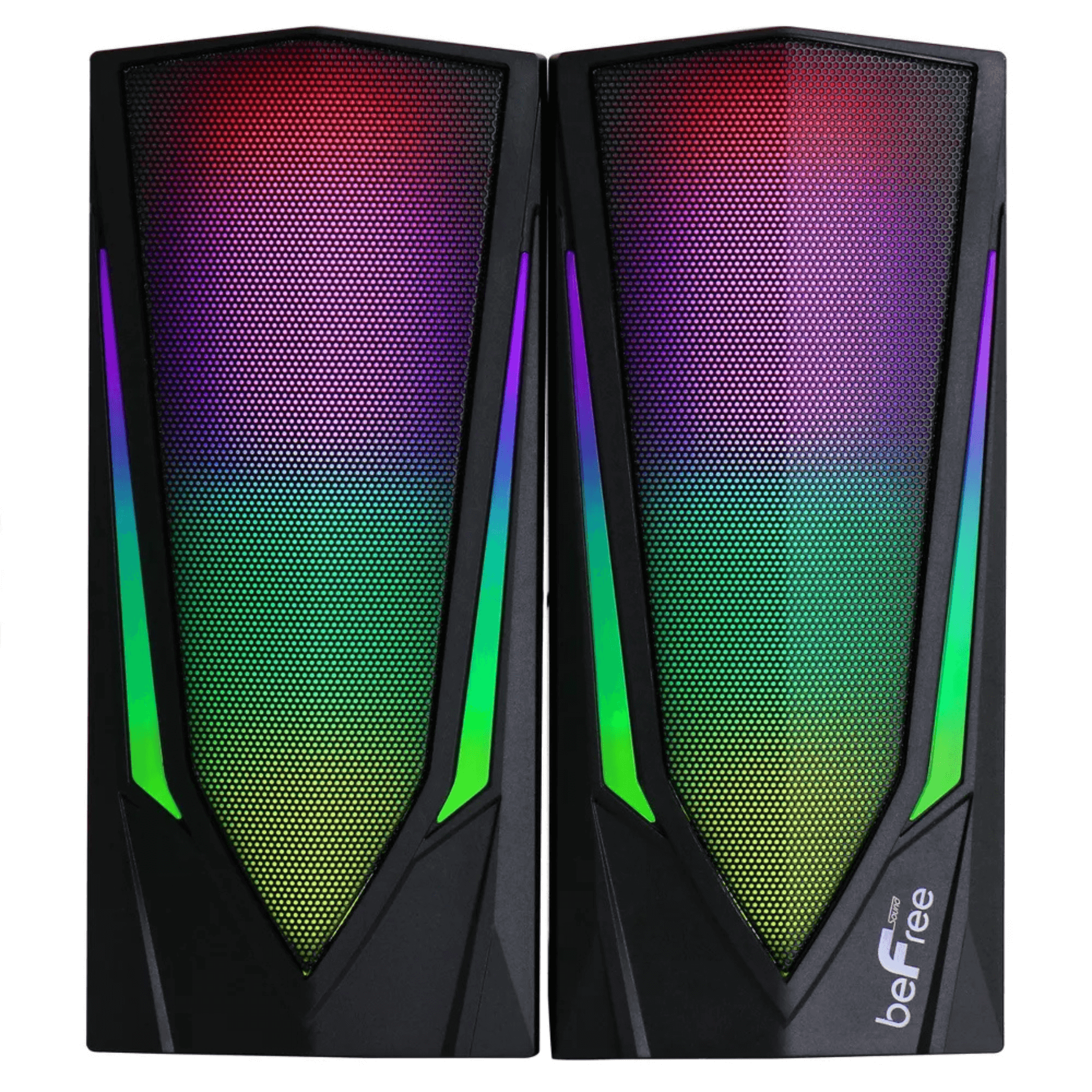 beFree Sound Dual 2.0 Computer Gaming Speakers with LED RGB Lights