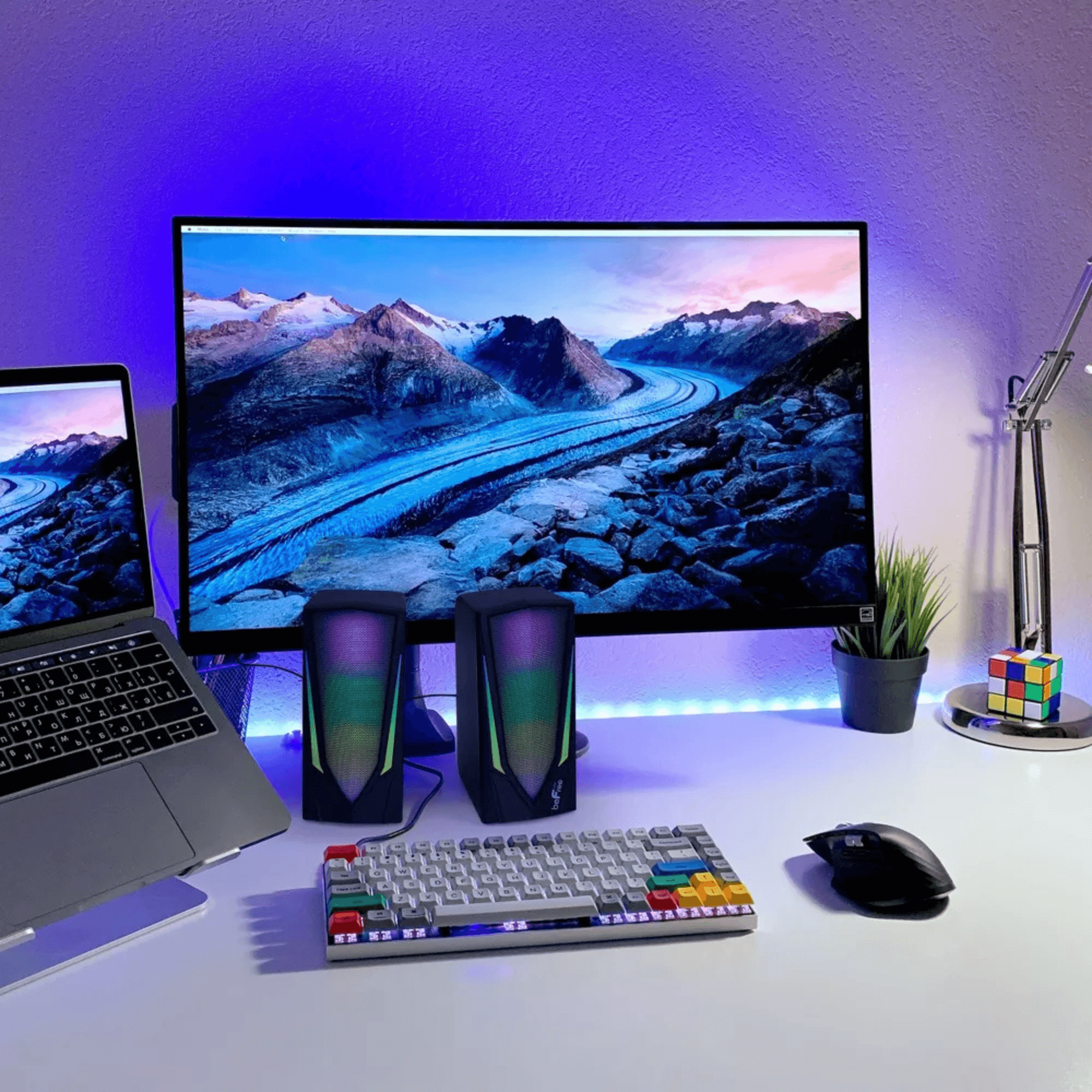 beFree Sound Dual 2.0 Computer Gaming Speakers with LED RGB Lights