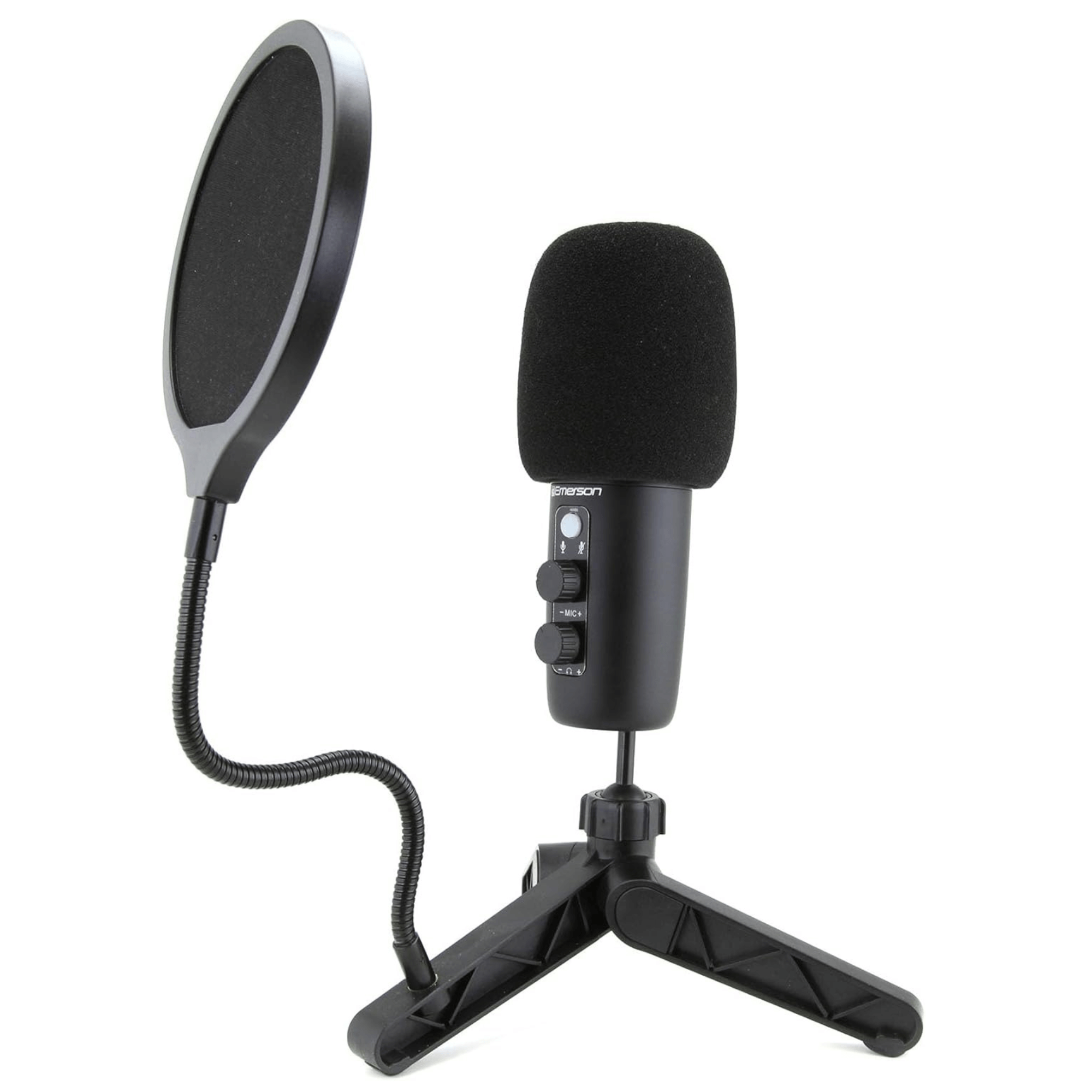 Emerson USB Gaming and Streaming Condenser Microphone with LED Lighting