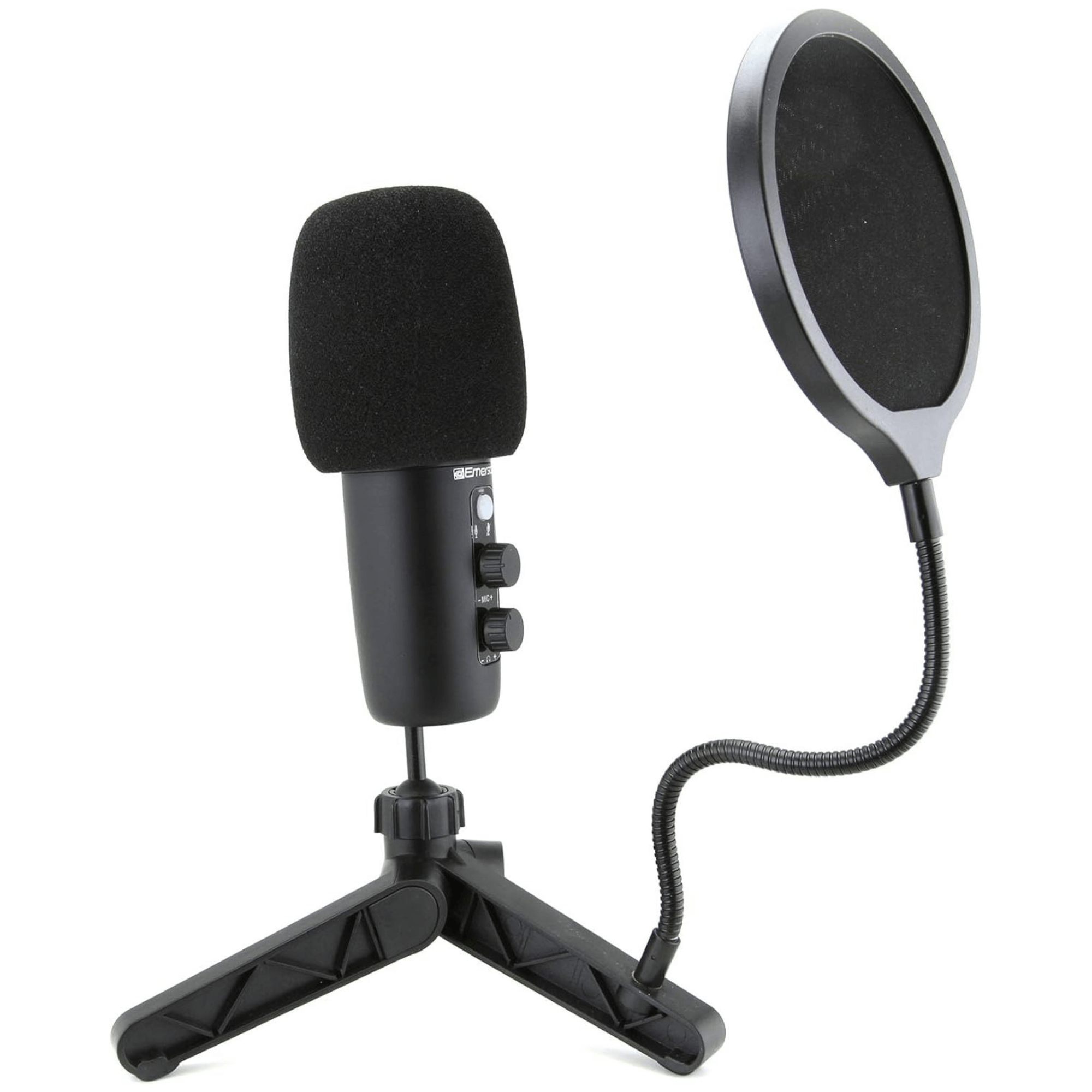 Emerson USB Gaming and Streaming Condenser Microphone with LED Lighting