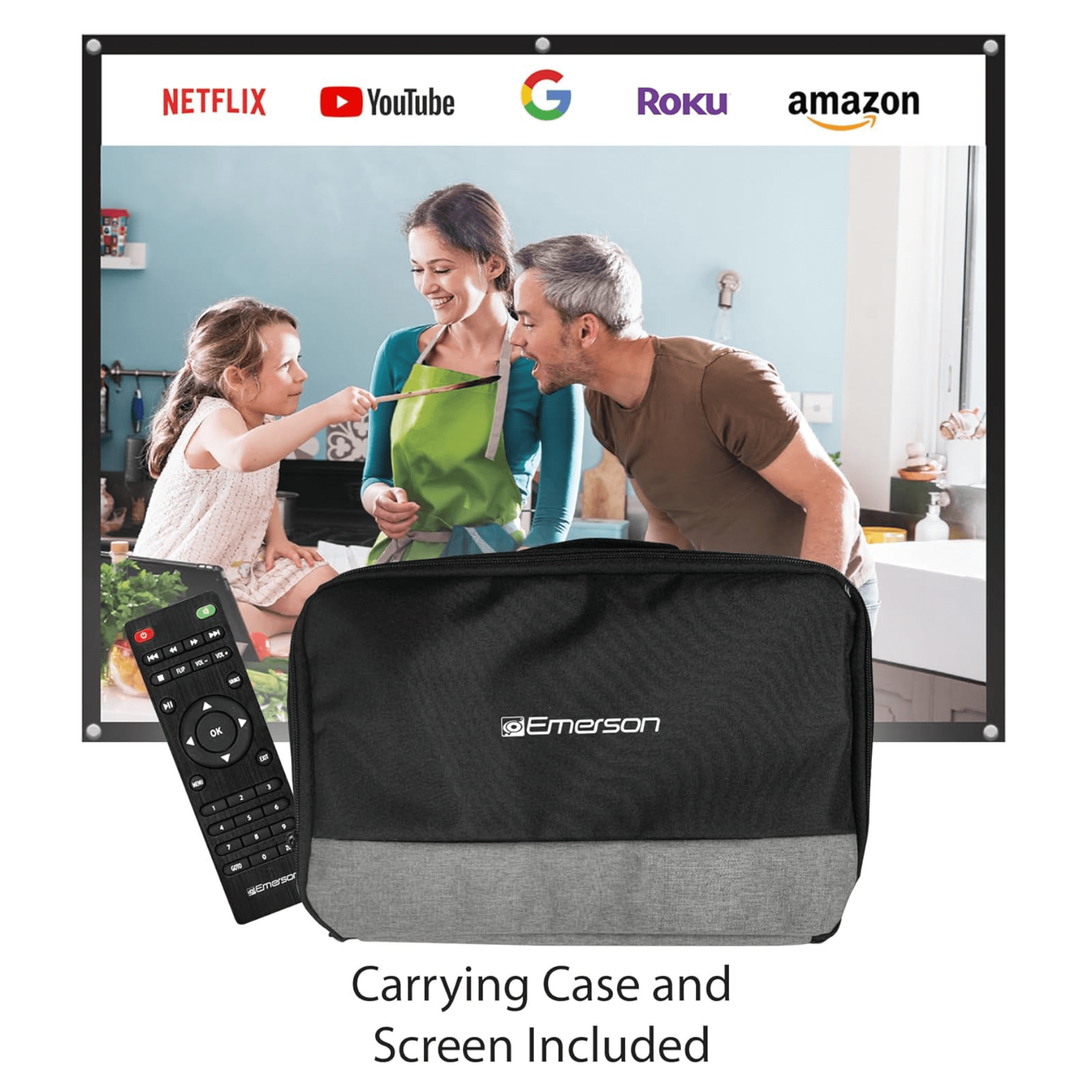 Emerson 210" Home Theater LCD Projector Combo with Screen and Carry Case