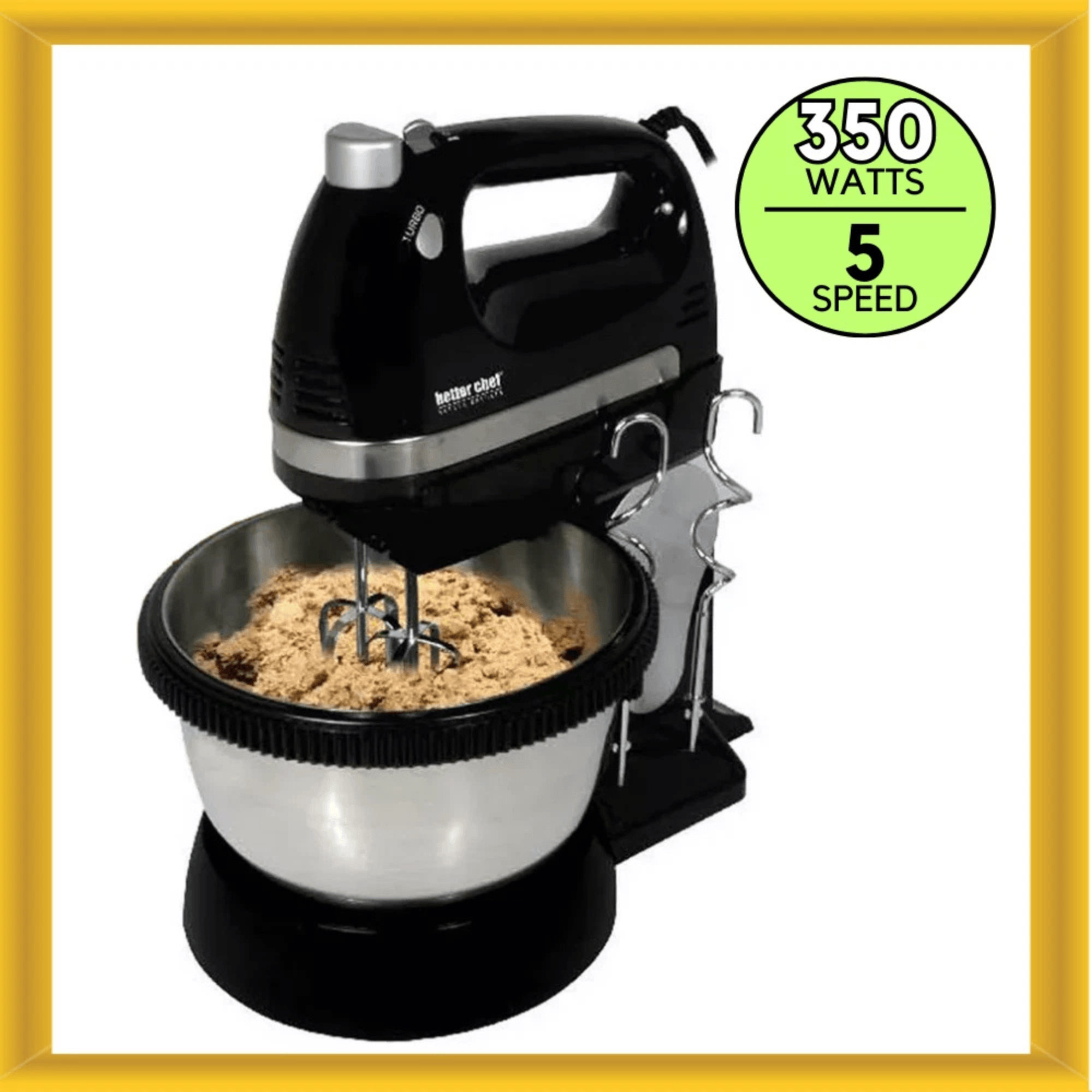 Better Chef 350W 5-Speed-plus-Boost Hand and Stand Mixer w Bowl