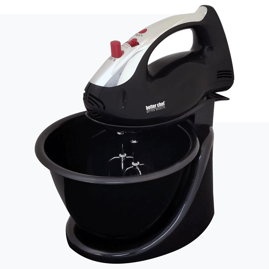 Better Chef 200 Watt Stand/Hand Mixer with Mixing Bowl Black