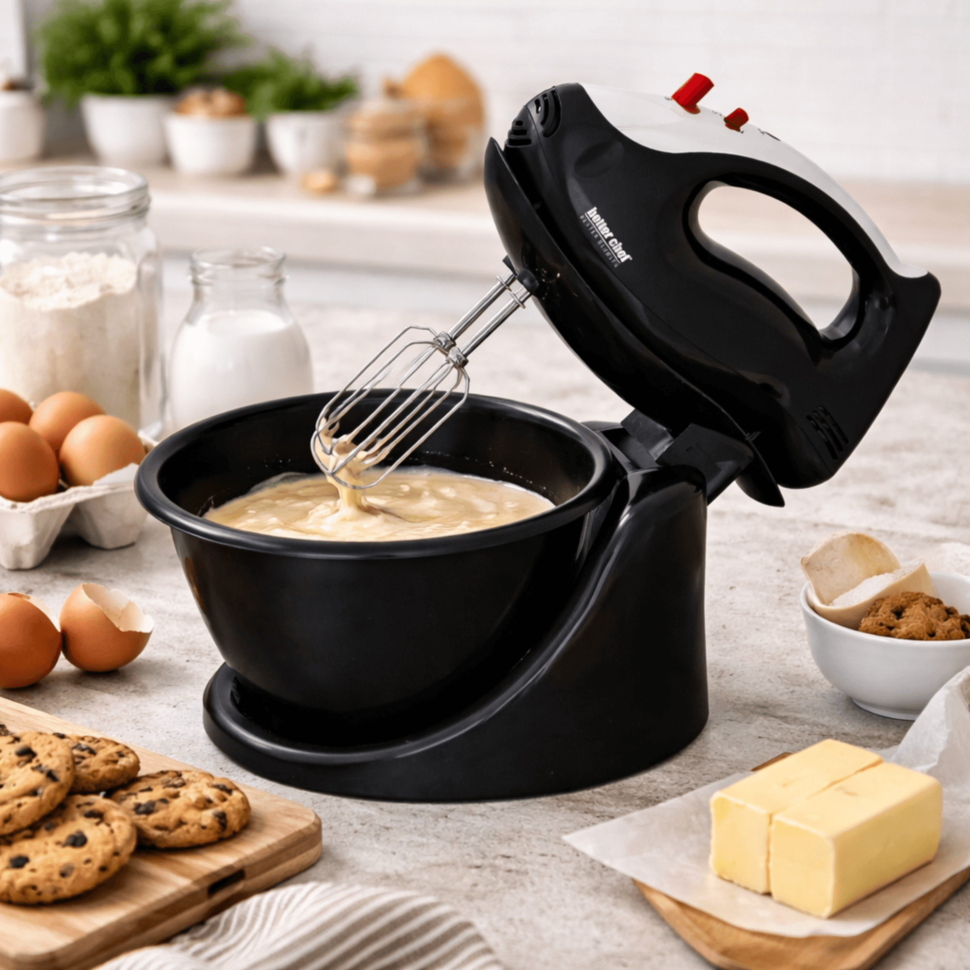 Better Chef 200 Watt Stand/Hand Mixer with Mixing Bowl